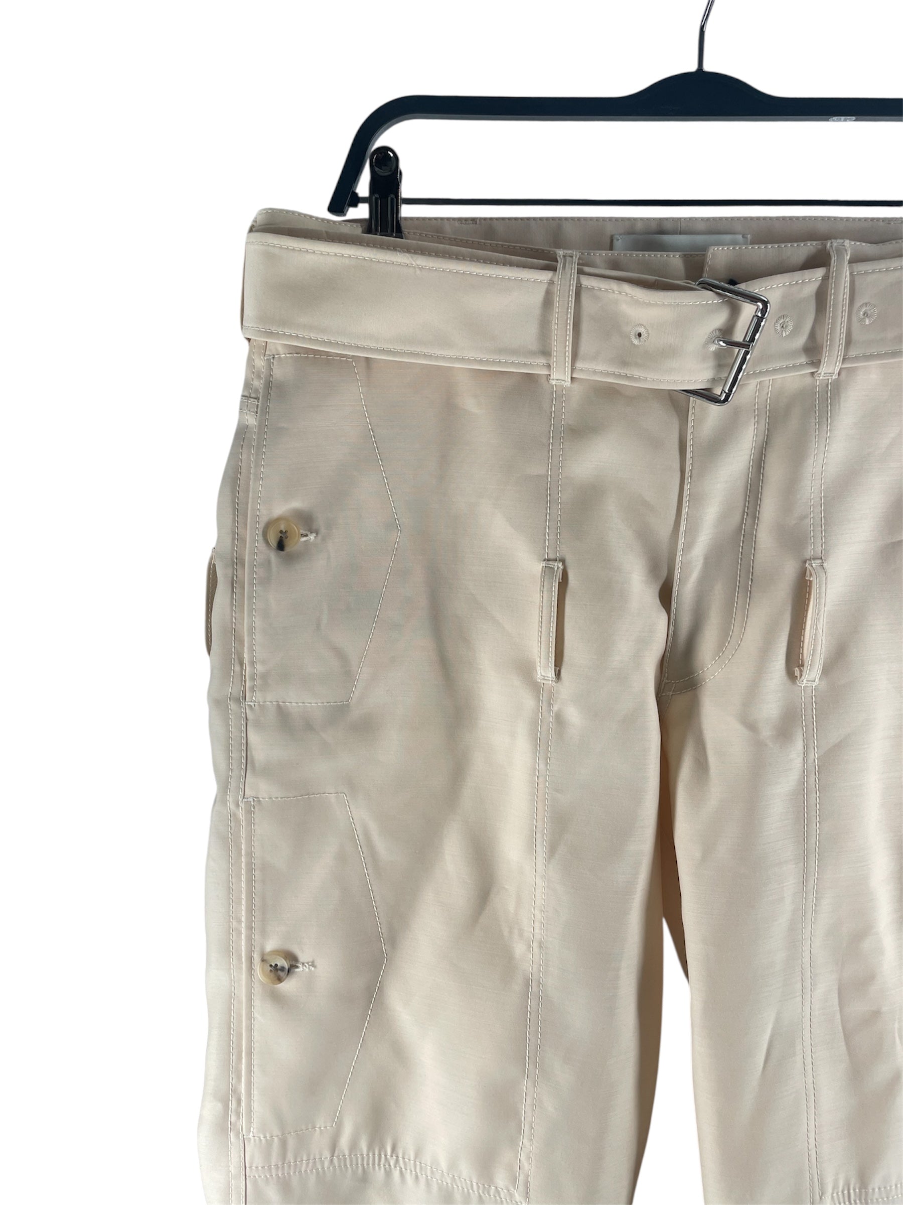 LANVIN/Straight Pants/48/Cotton/CRM/Button Fly/DOUBLE BELT HEM 23CM SZ.48 view 3