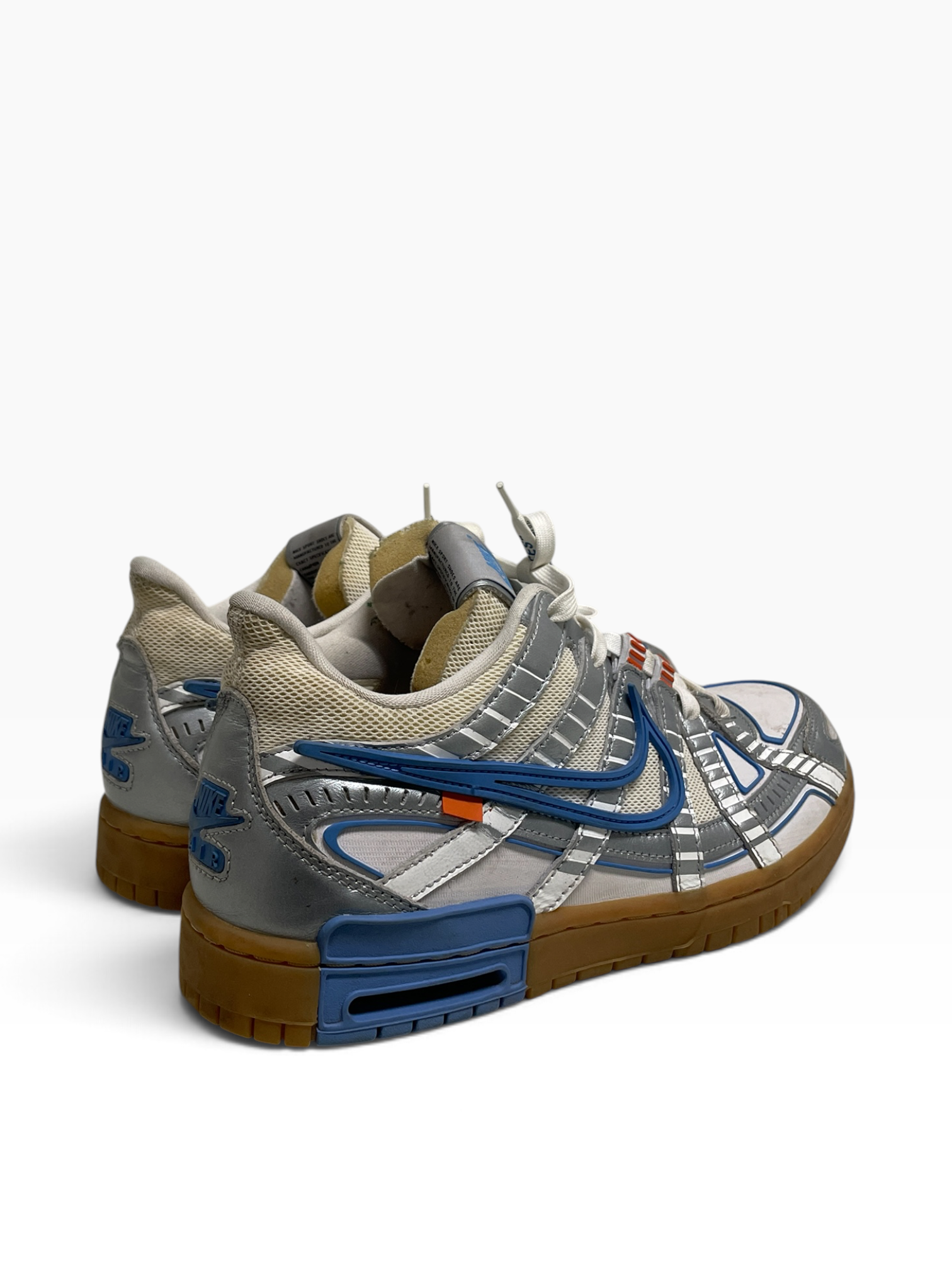 NIKE/OFF-WHITE/Low-Sneakers/US 10.5/Leather/BLU/Blue swoosh/futuristic view 2
