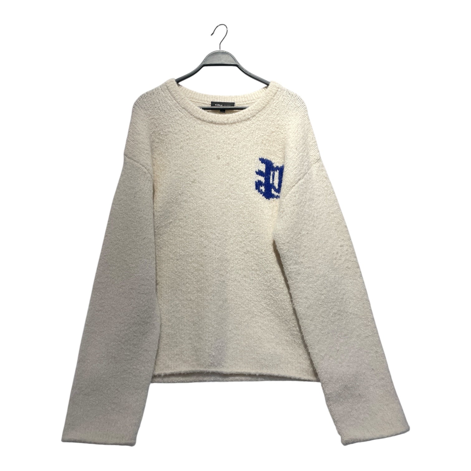 PURPLE BRAND/Sweater/XL/Graphic/Wool/WHT/INTARSIA-KNIT LOGO SWEATER view 1
