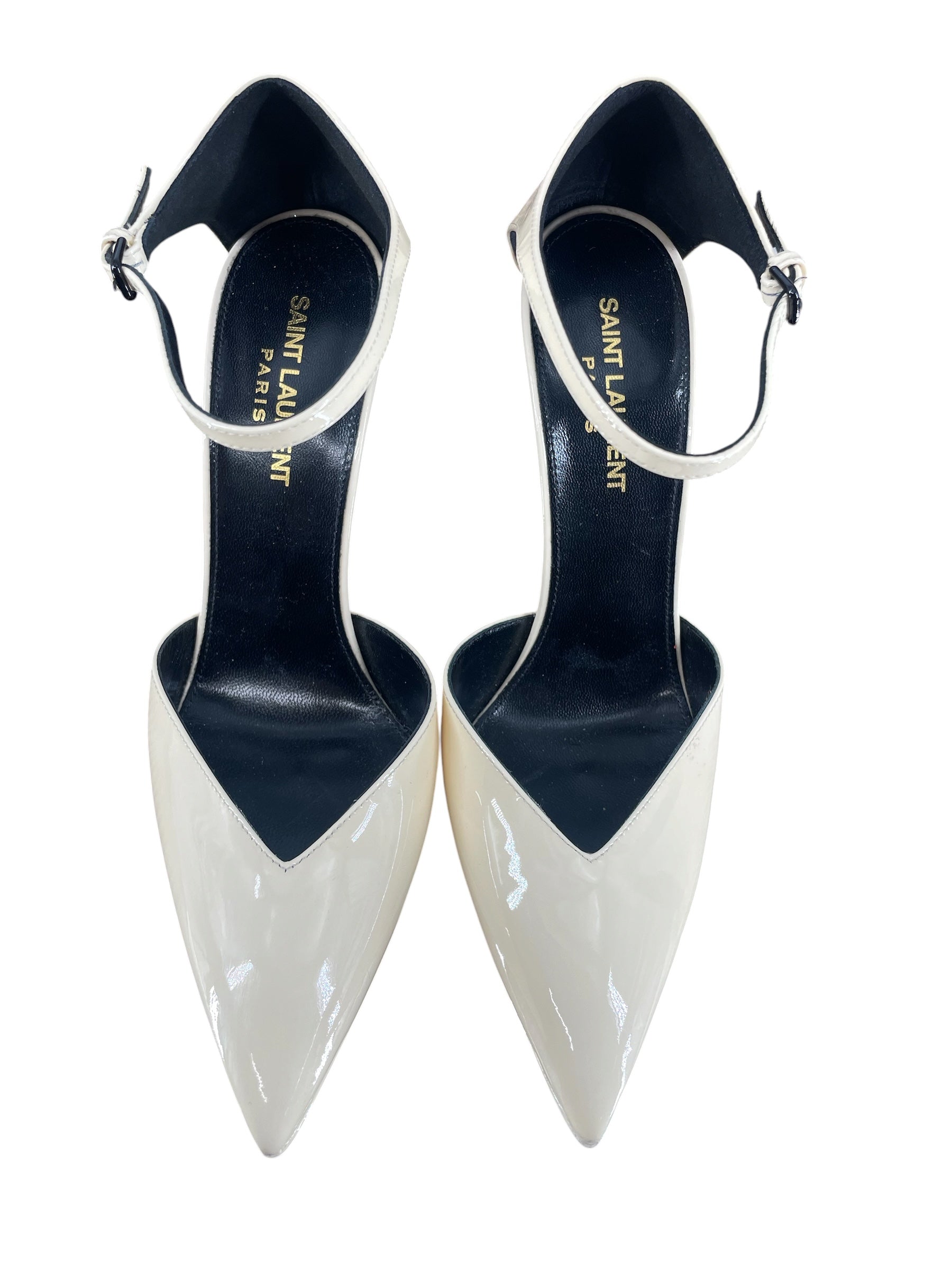 SAINT LAURENT/Heels/EU 37.5/Leather/CRM/PATENT D'ORSAY view 4