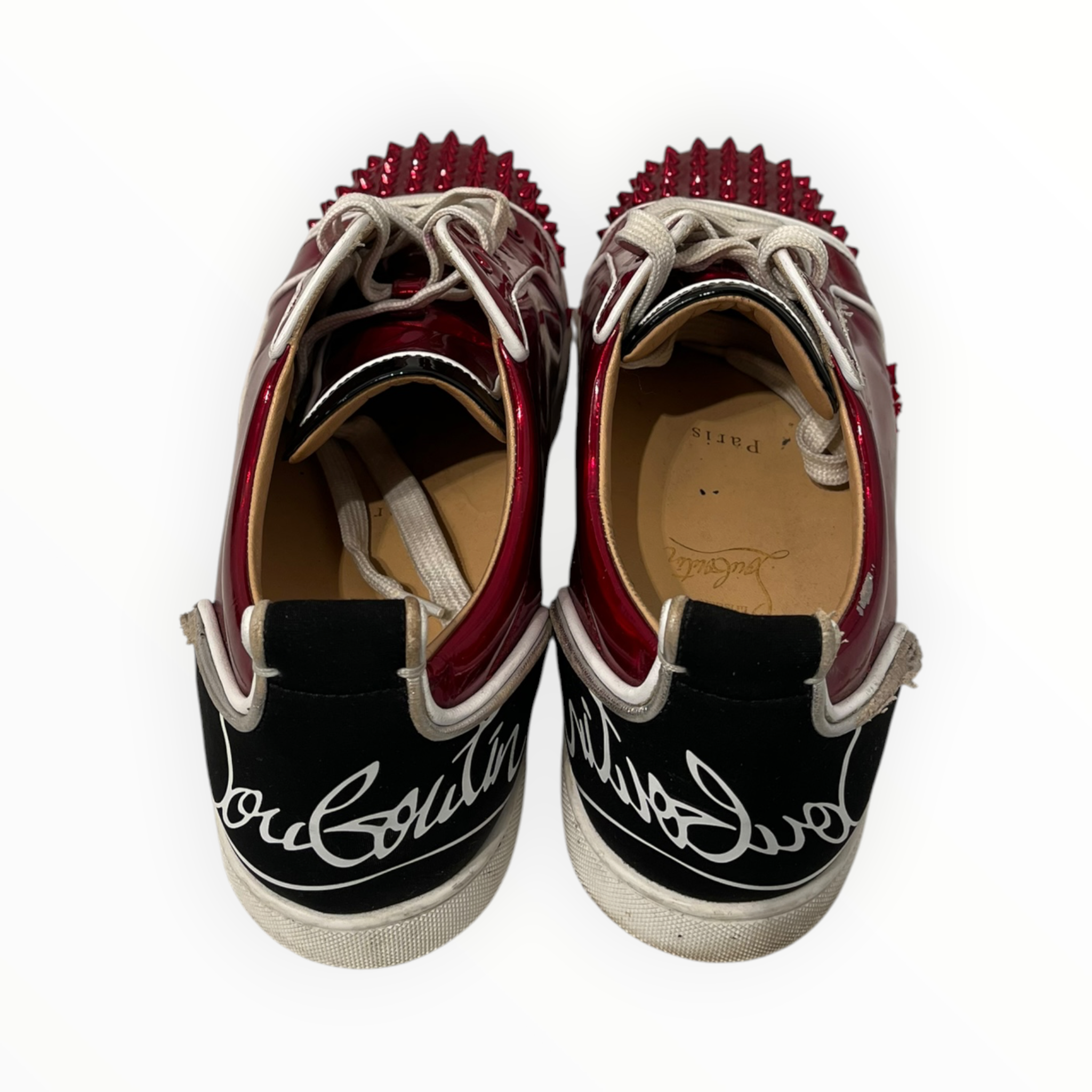 Christian Louboutin/Low-Sneakers/EU 41.5/RED/toe spikes blackbackwhitelogo view 4