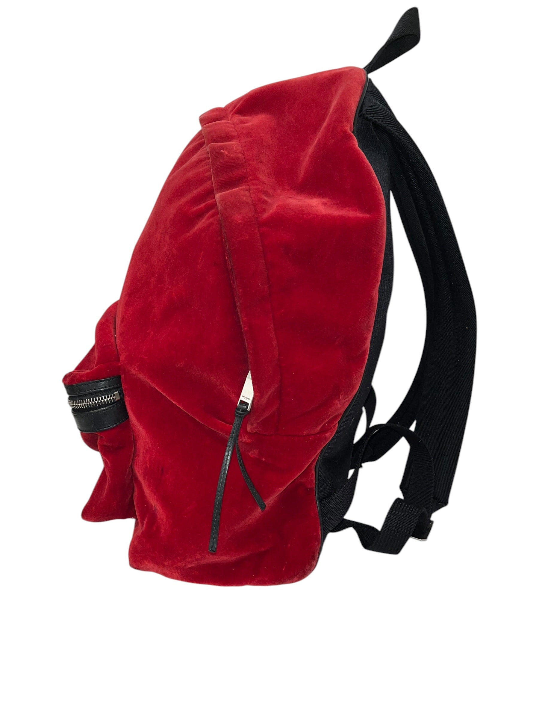SAINT LAURENT/Backpack/Leather/RED/RED FELT GOLD LOGO FRONT view 3