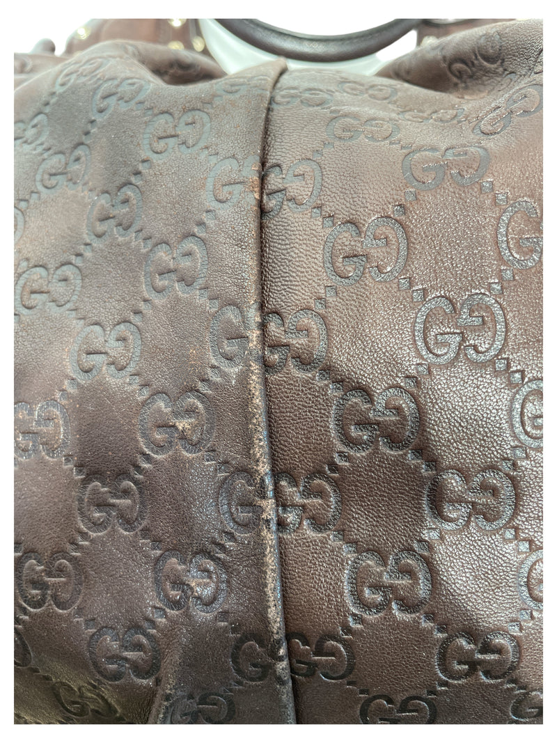 GUCCI/Tote Bag/L/Monogram/Leather/BRW/guccissima studded handbag