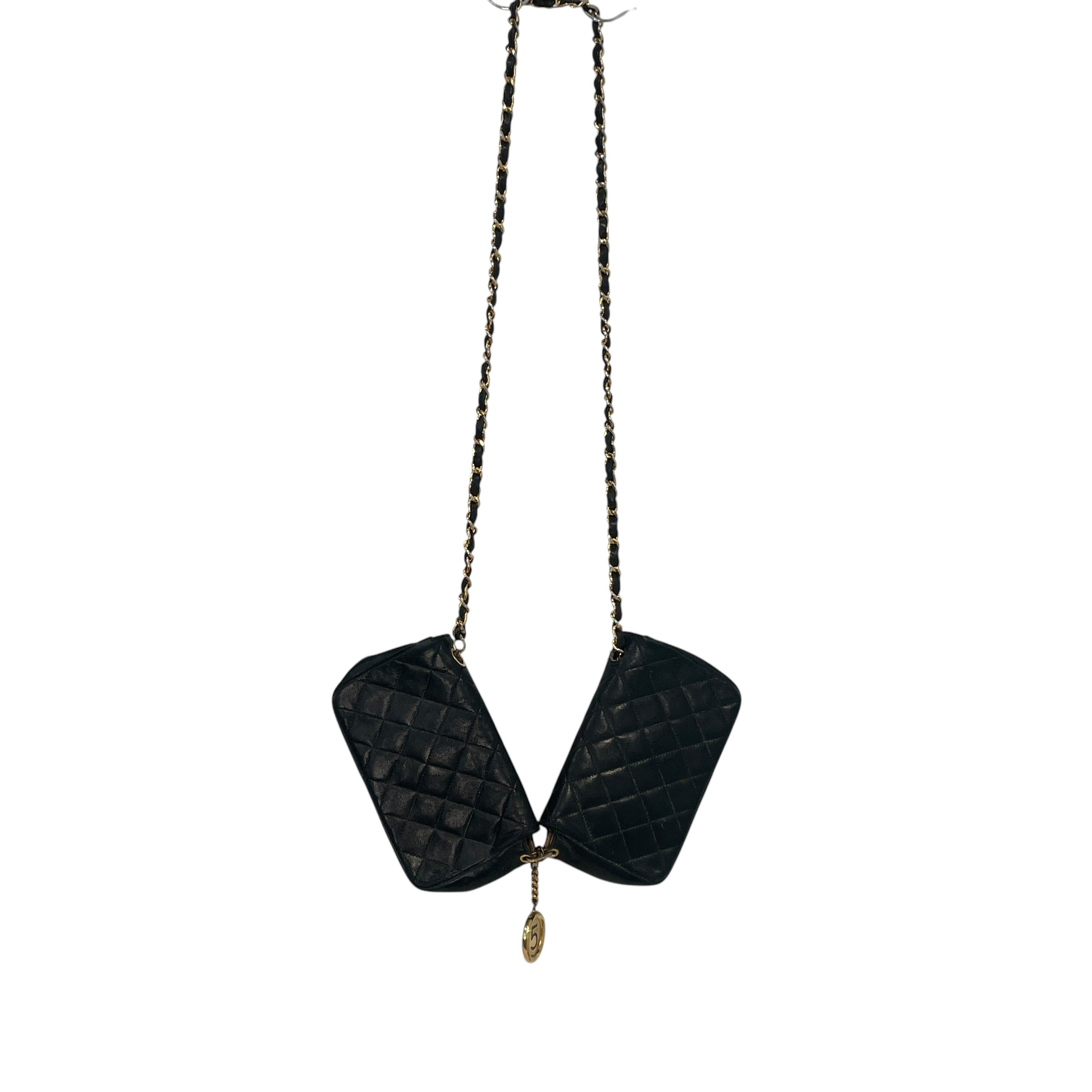 CHANEL/Cross Body Bag/Leather/BLK/Double Bag/5 Charm view 2