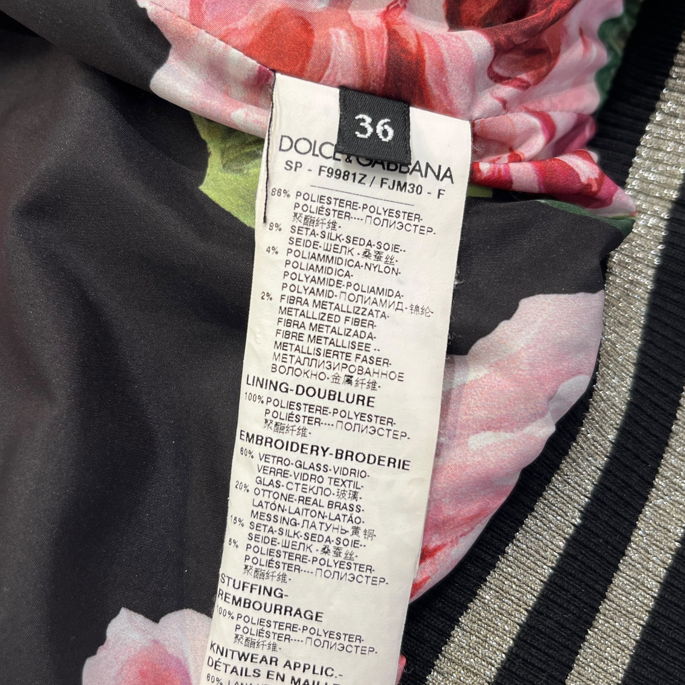 DOLCE&GABBANA/Quilted Jkt/36/All Over Print/Cotton/BLK/Single Breasted/Amore Bomber Jacket view 4
