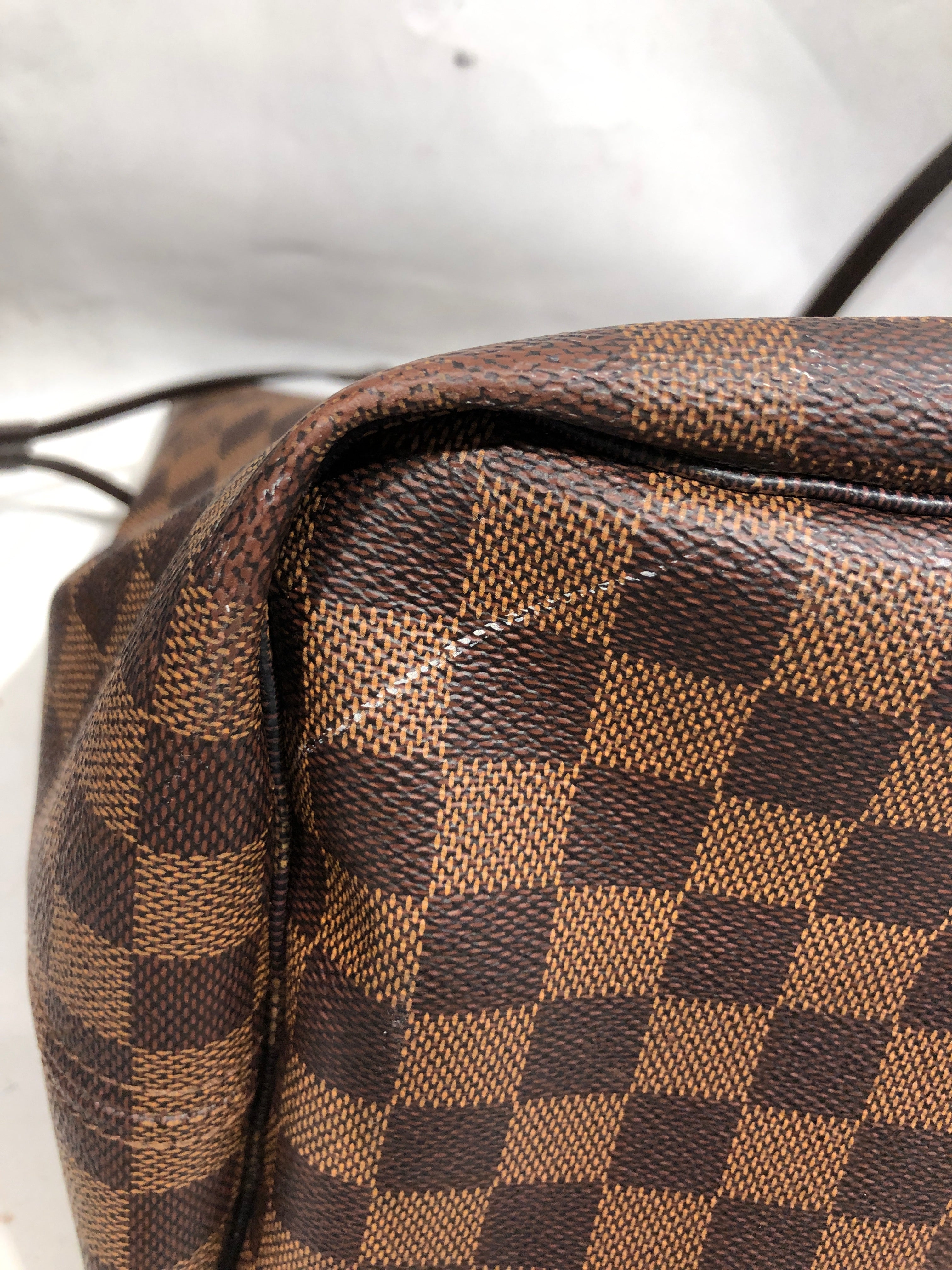 LOUIS VUITTON/Tote Bag/Glen Check/Leather/BRW/Neverfull GM Damier Ebene Canv view 8
