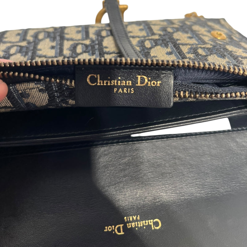 Christian Dior/Cross Body Bag/Monogram/BLU/Saddle Oblique Wallet
