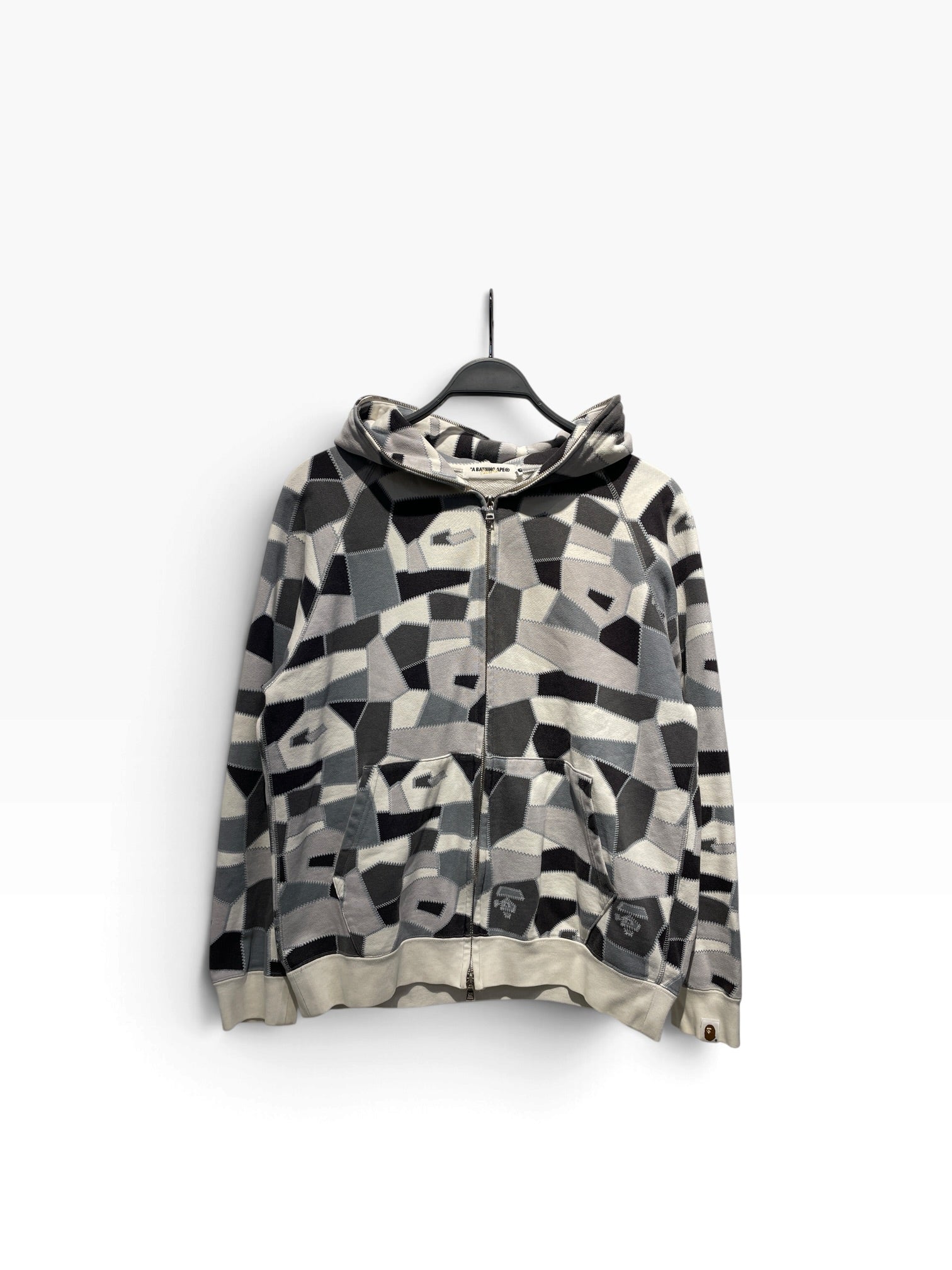 A BATHING APE/Zip Up Hoodie/M/Cotton/WHT/APE STITCH view 1