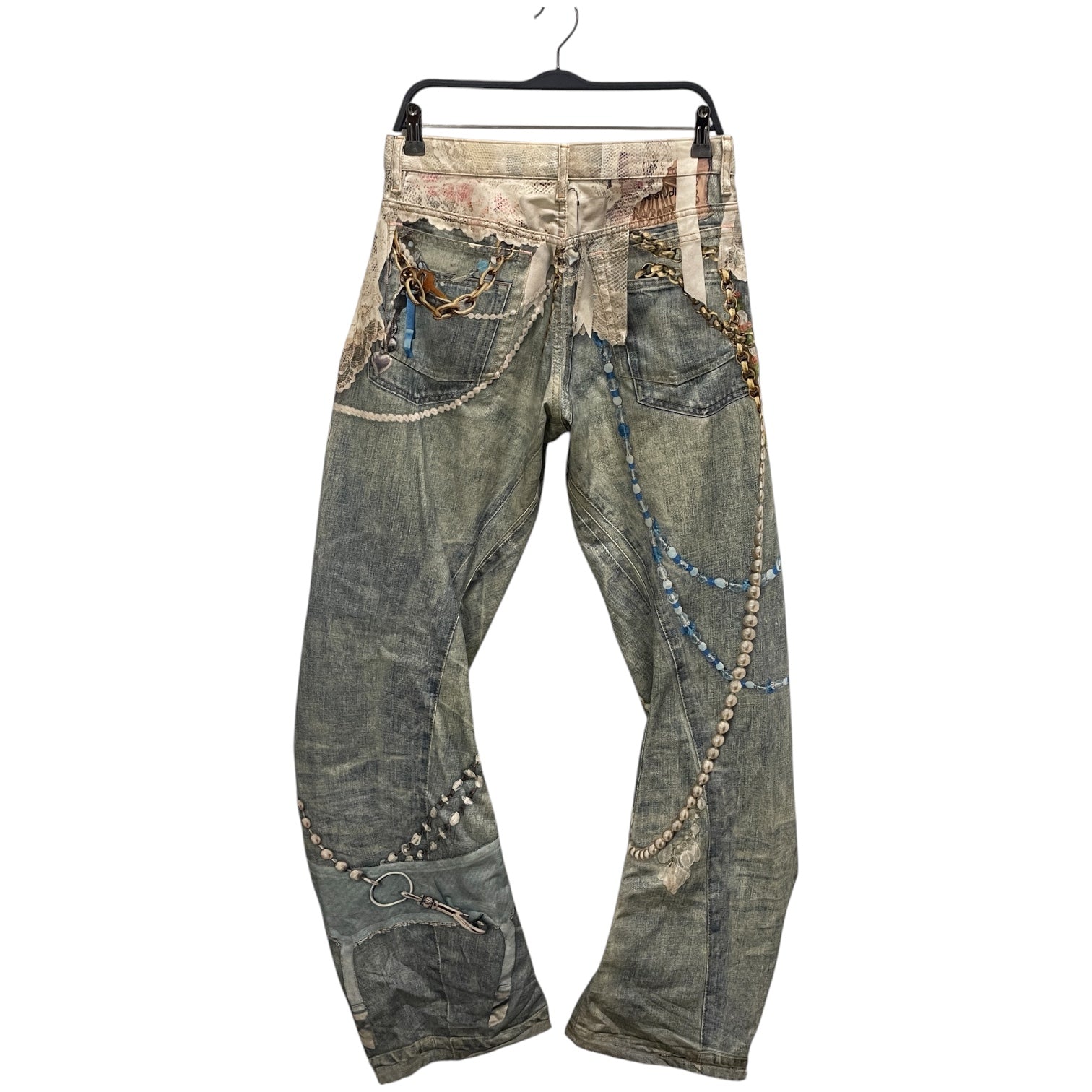 Acne Studios/Straight Pants/46/Cotton/MLT/All Over Print/LACE/KEYCHAIN view 2