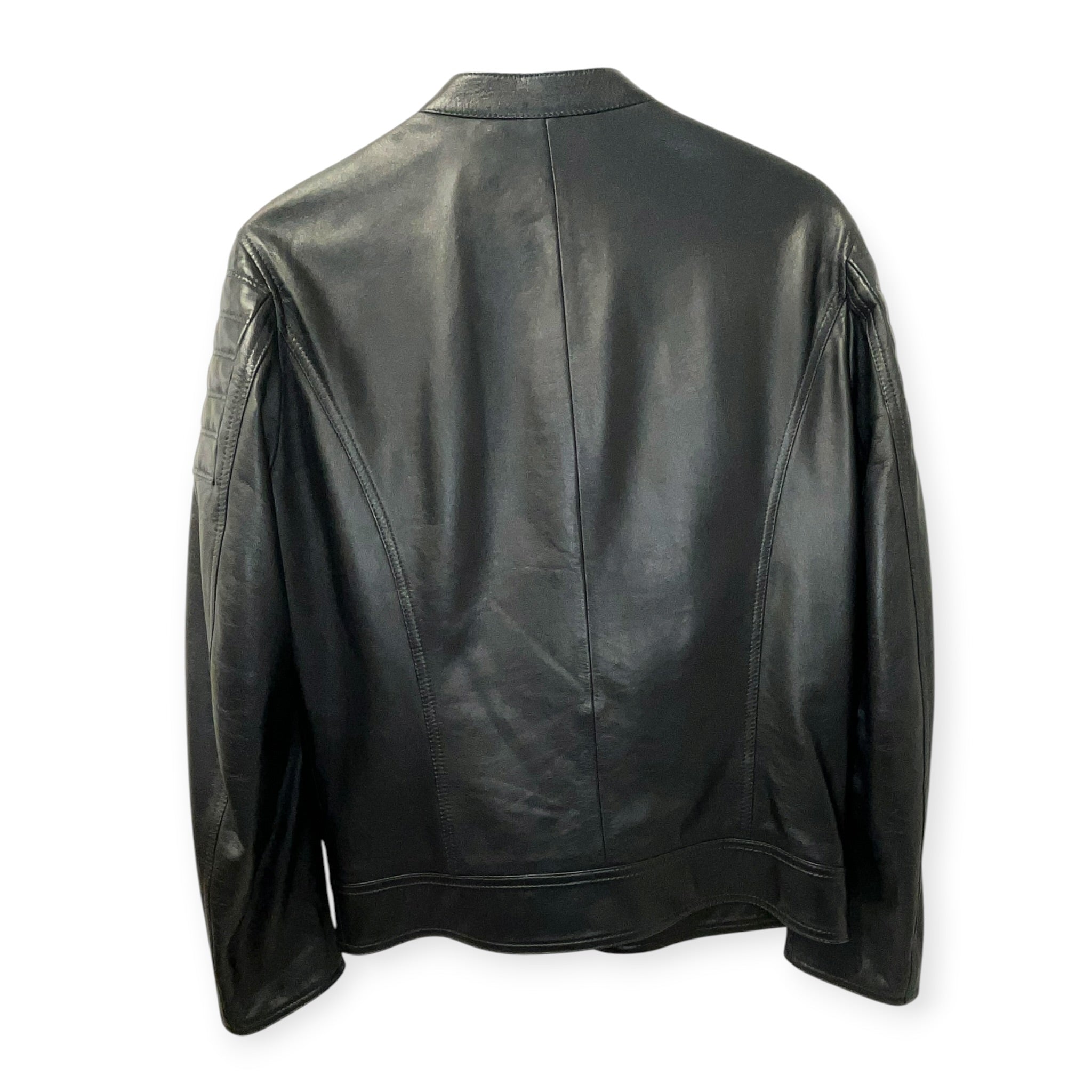 DOLCE&GABBANA/Leather Jkt/Lambskin/BLK/SILK LINED CAFE RACER view 8