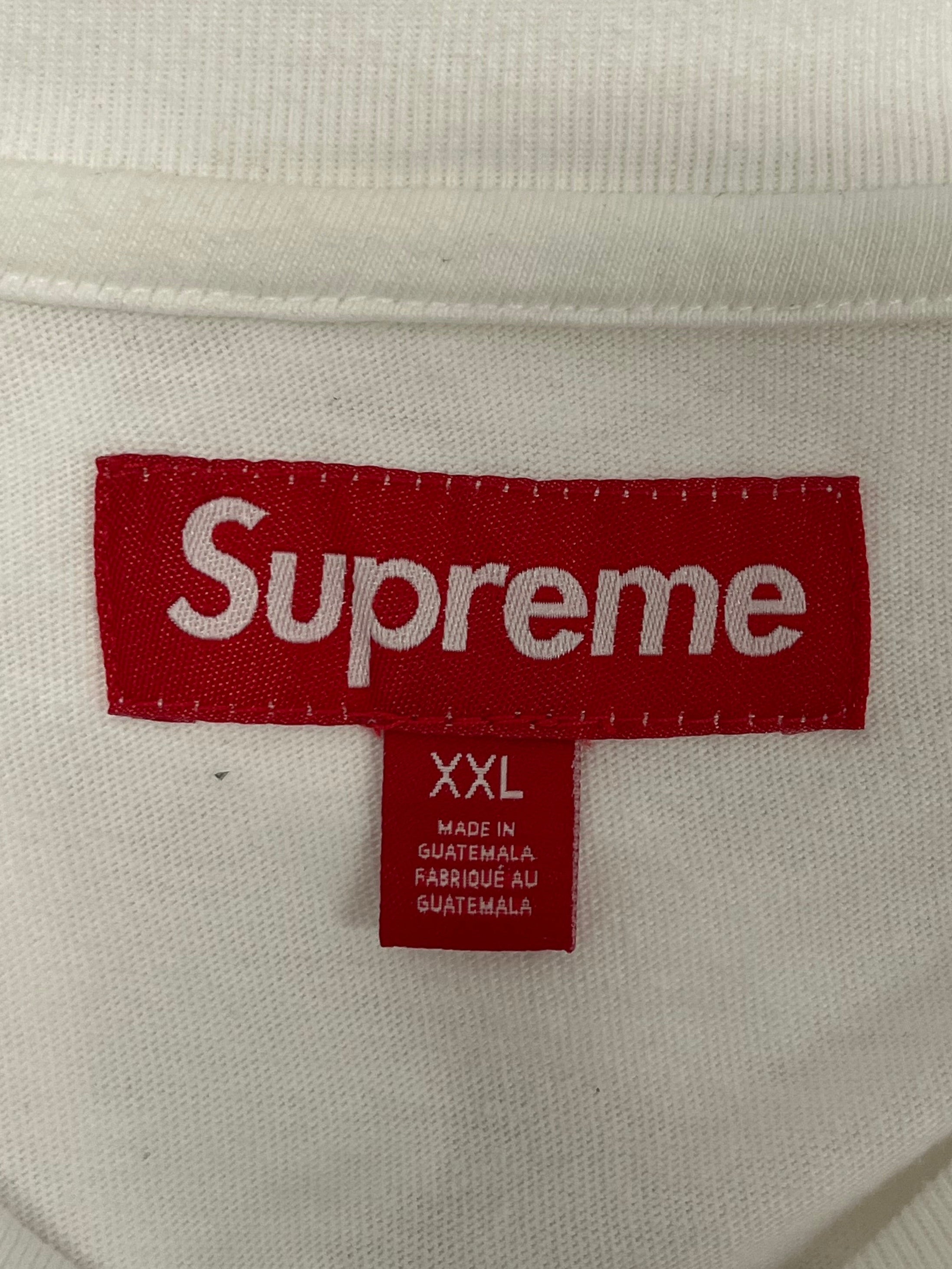 Supreme/LS T-Shirt/XXL/Cotton/WHT/blk branding on collar view 3