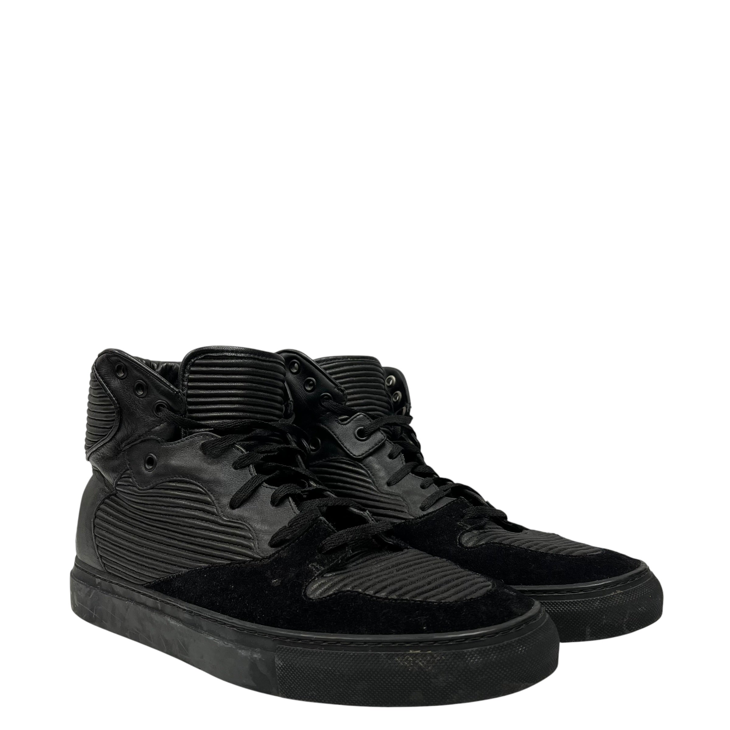 BALENCIAGA/Hi-Sneakers/US 9/Leather/BLK/cotes view 1