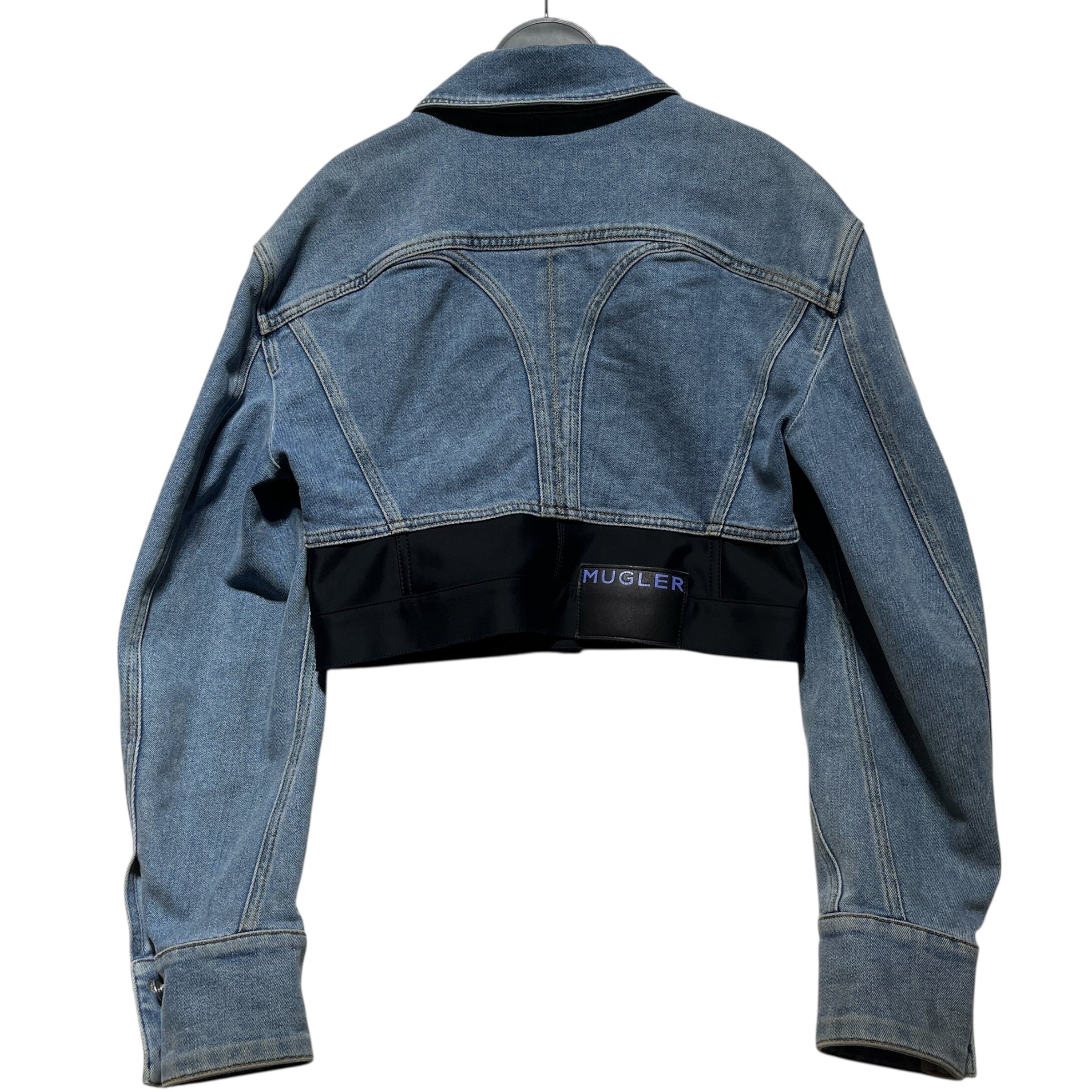 MUGLER/Denim Jkt/42/Denim/IDG/black colorblock/ cropped view 3