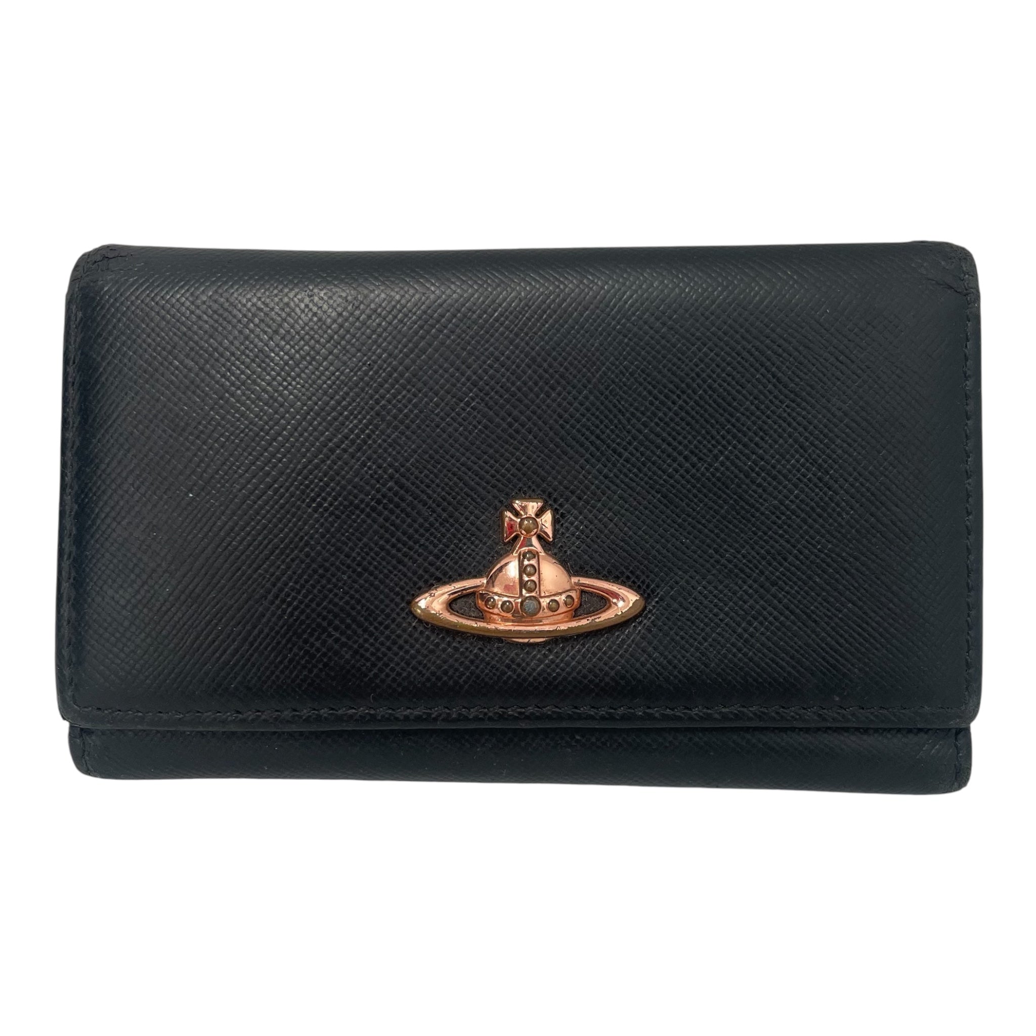 Vivienne Westwood/Wallet/Leather/BLK/L's/ROSE GOLD EMBLEM view 1