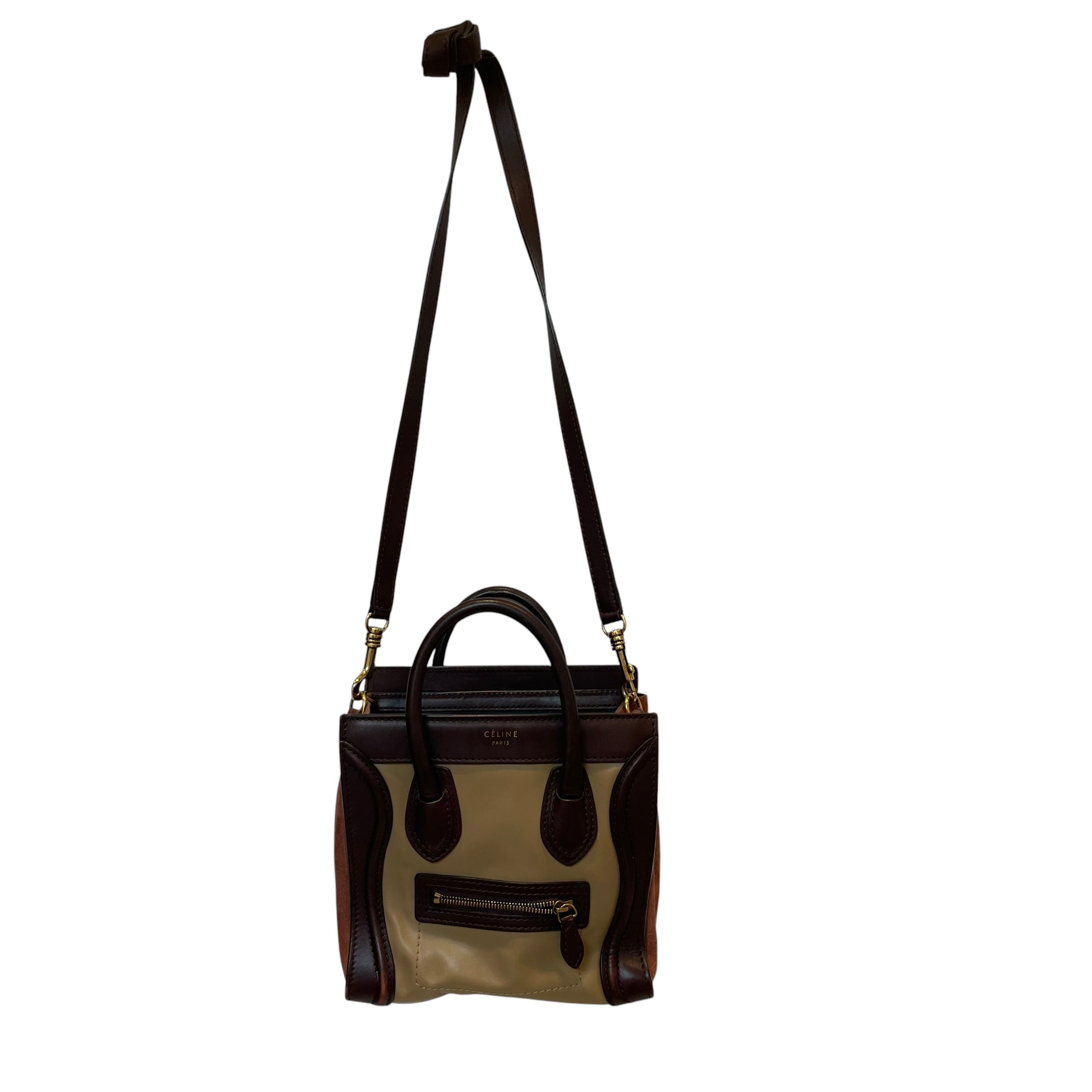 CELINE/Hand Bag/Suede/BRW/TRI COLOUR LUGGAGE MICRO view 1