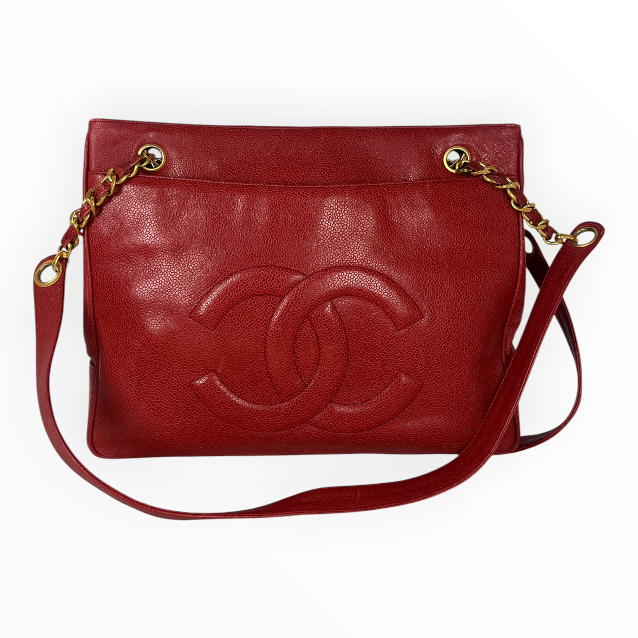 CHANEL/Tote Bag/Leather/RED/GST Cavier Tote view 2