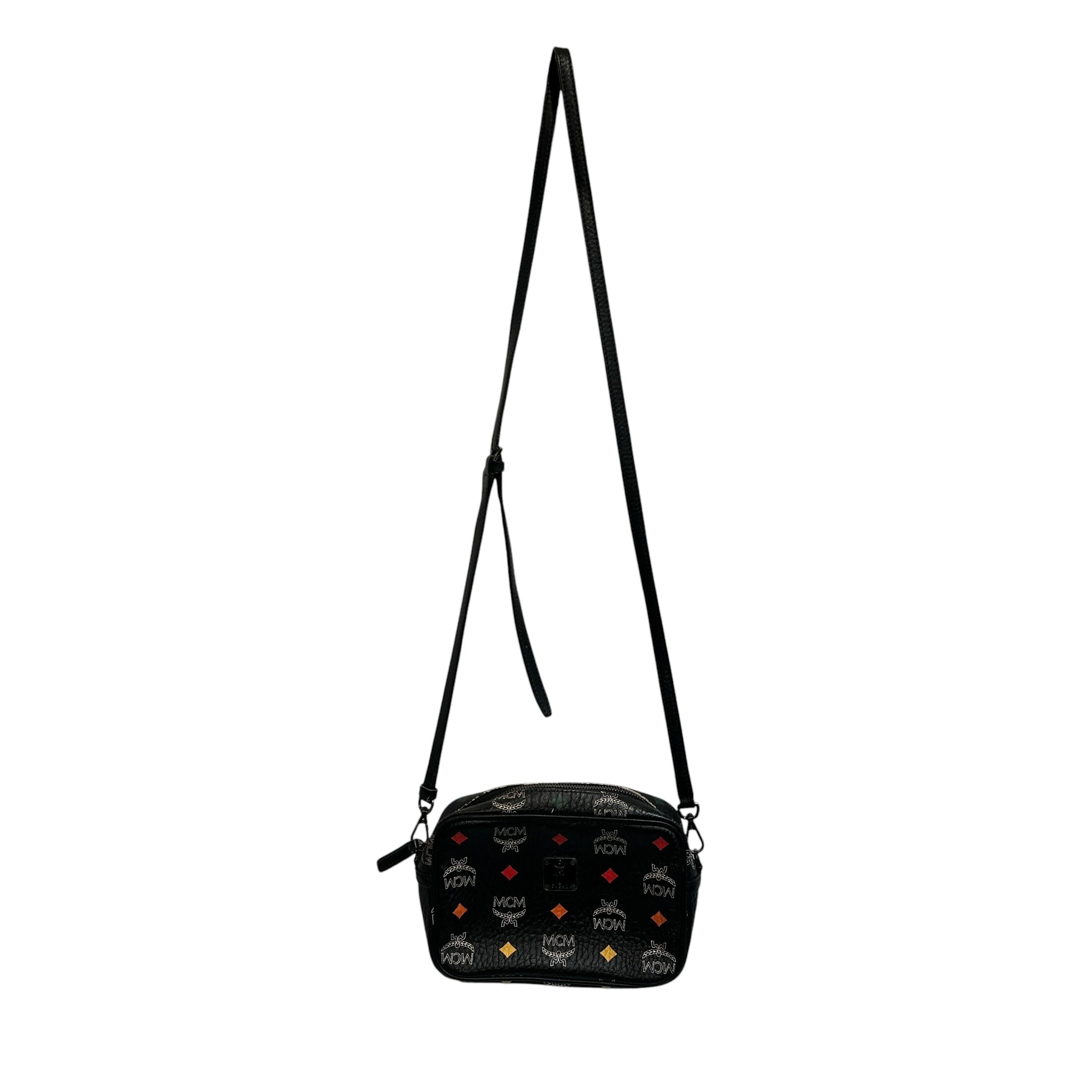 MCM/Bag/Monogram/Leather/BLK/Aren Visetos crossbody view 2