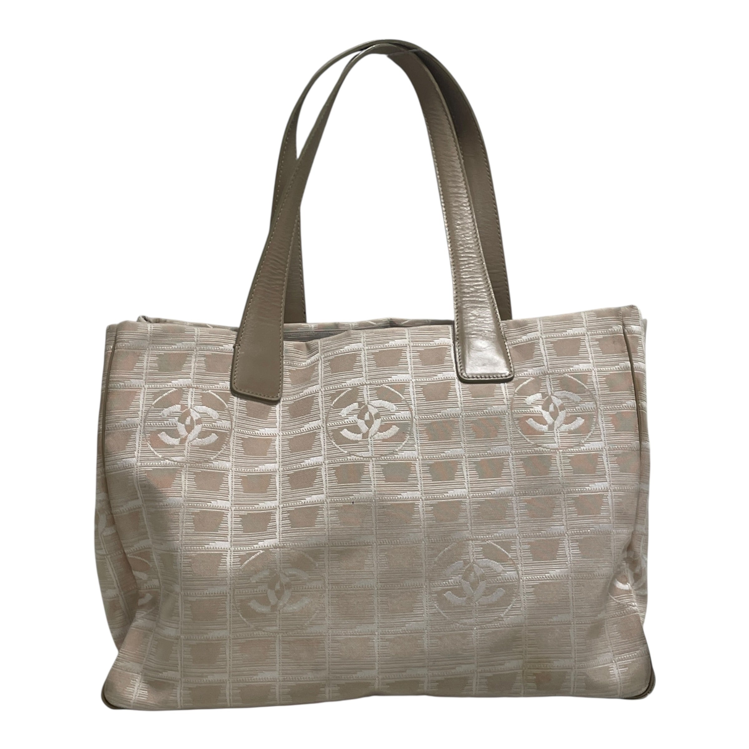 CHANEL/Tote Bag/Monogram/Cotton/CRM/J67JMXC/LEATHER HANDLES/GRID view 2