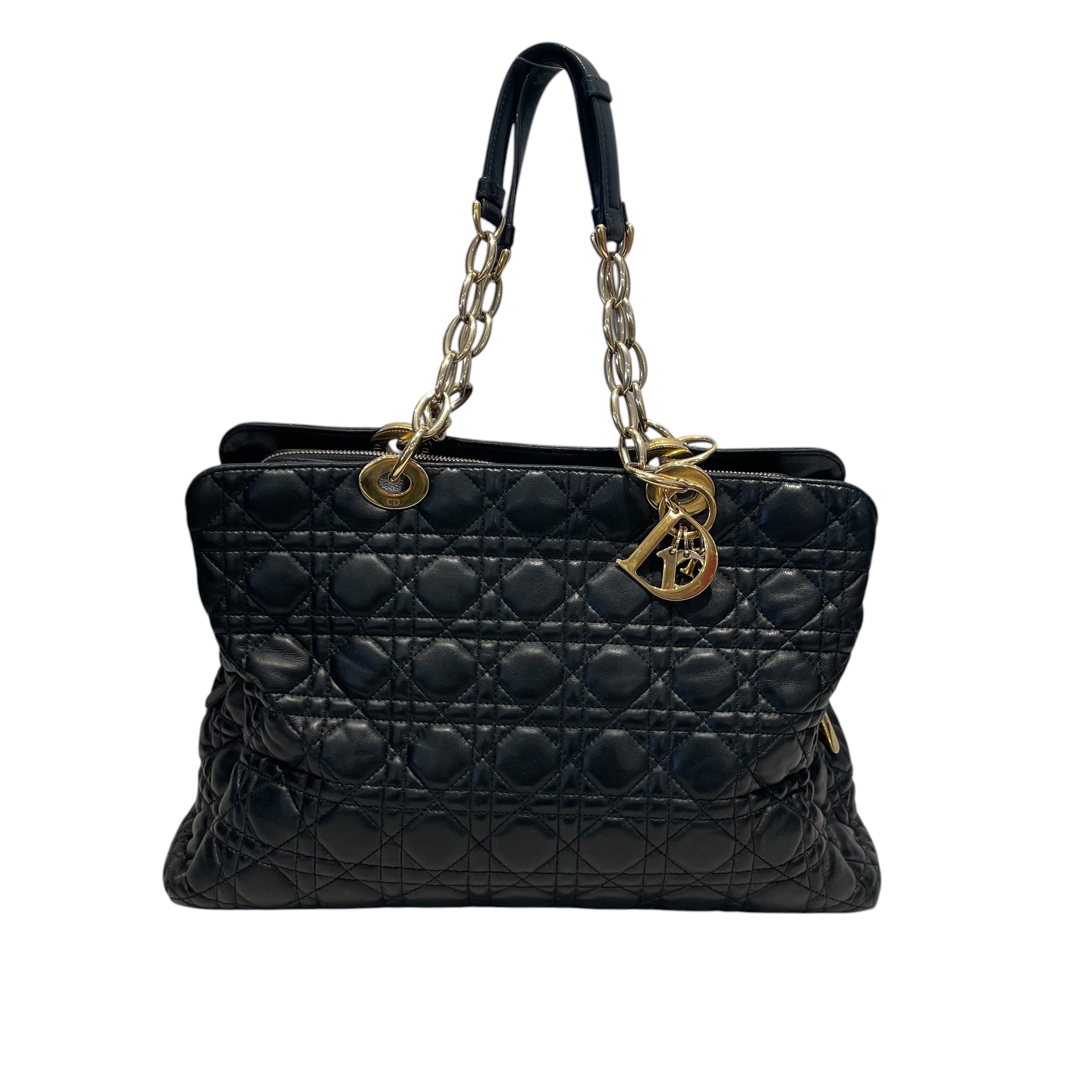 Christian Dior/Tote Bag/Leather/BLK/Soft Shopping view 1