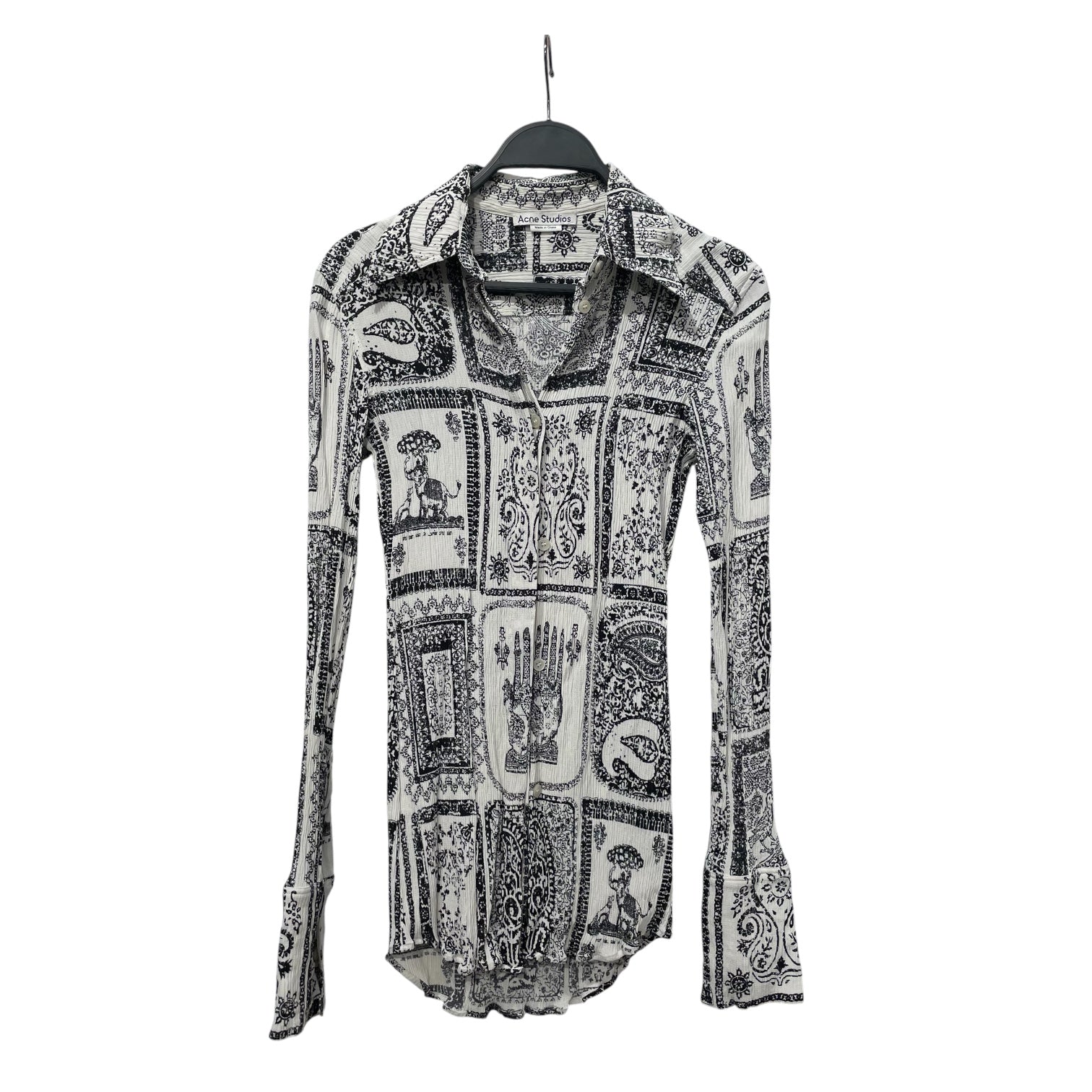 Acne Studios/LS Blouse/34/All Over Print/MLT/VISCOSE/SILK WHT/BLK GRAPHIC view 1