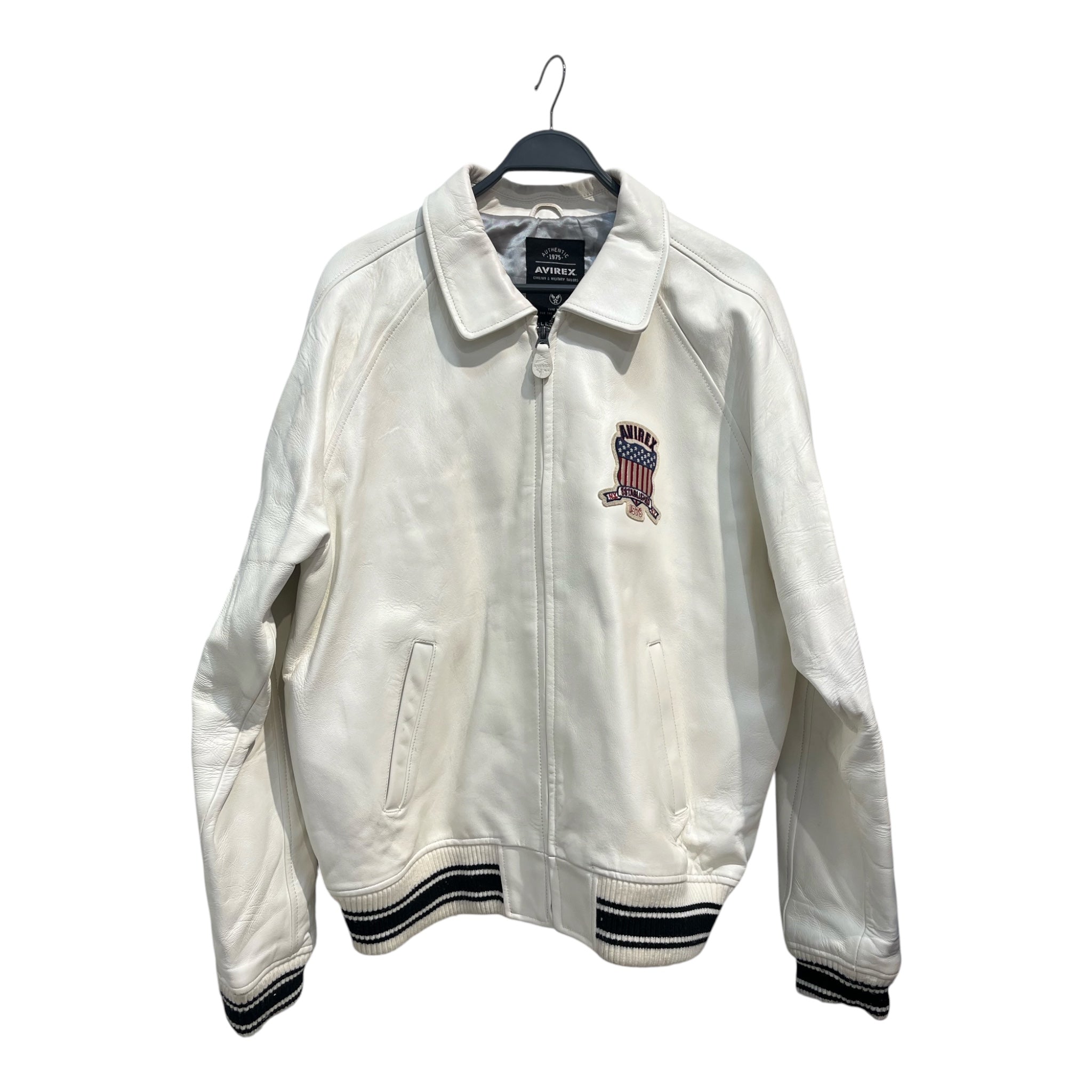 AVIREX/Leather Jkt/XL/Leather/WHT/all american back patch view 1