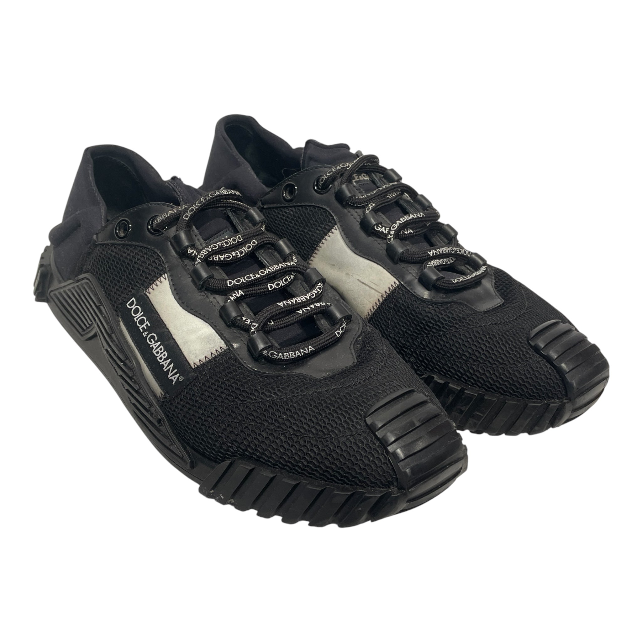 DOLCE&GABBANA/Low-Sneakers/EU 45/Border/Cotton/BLK/superking cloth trainer/white view 1
