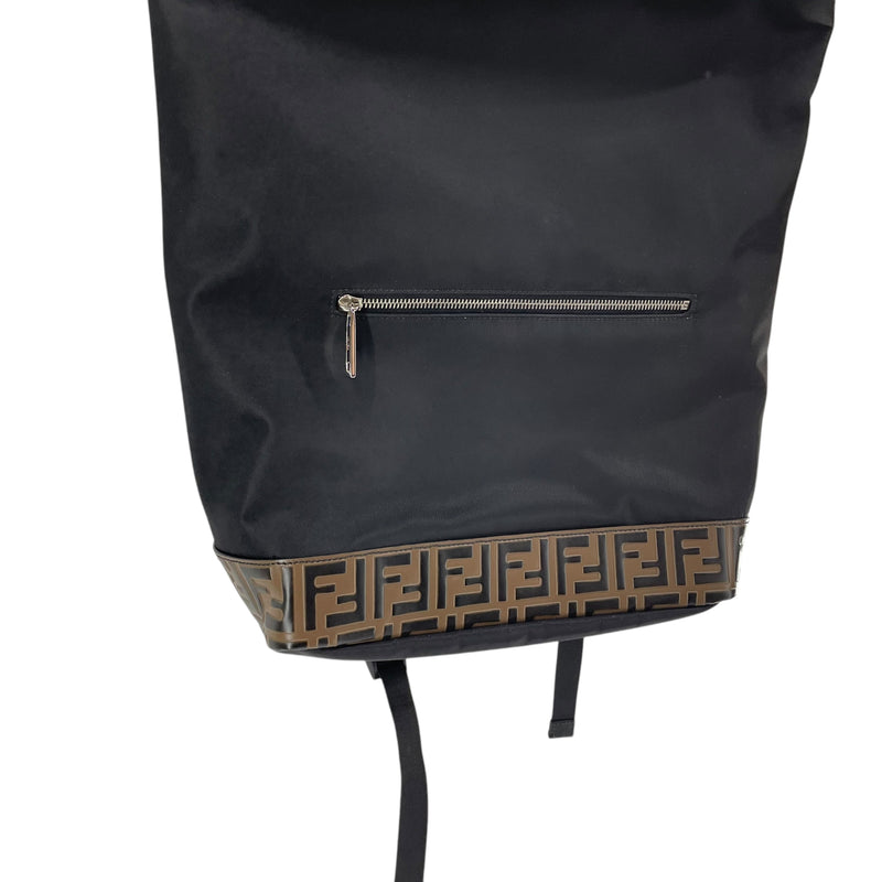 FENDI/Backpack/Monogram/Nylon/BLK/BUCKLE ON TOP MONGOGRAM ON BOT
