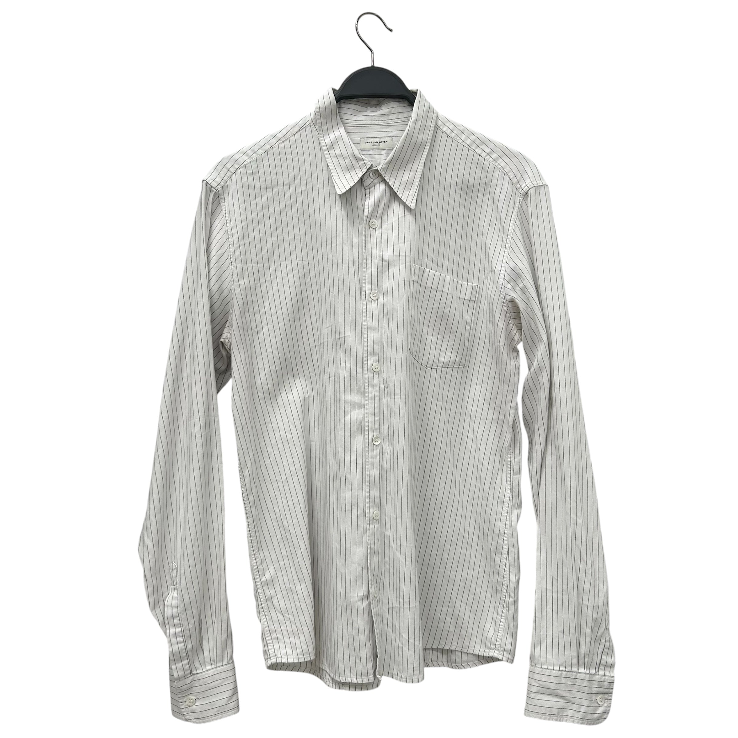 DRIES VAN NOTEN/LS Shirt/S/Cotton/WHT/Stripe/Pin Stripe Button Up view 1