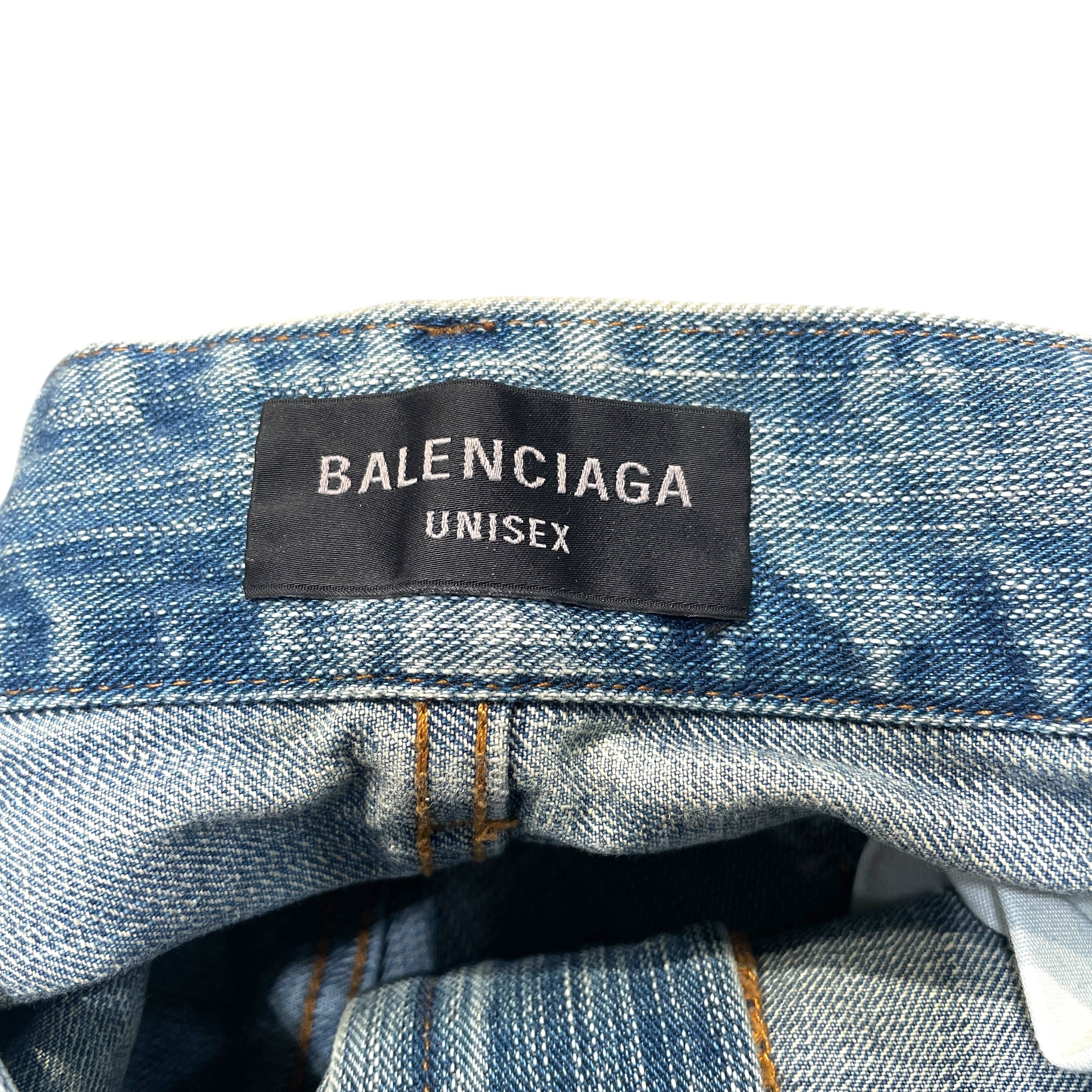 BALENCIAGA/Pants/S/Denim/BLU/Wide Leg Baggy Distressed 2024 view 3