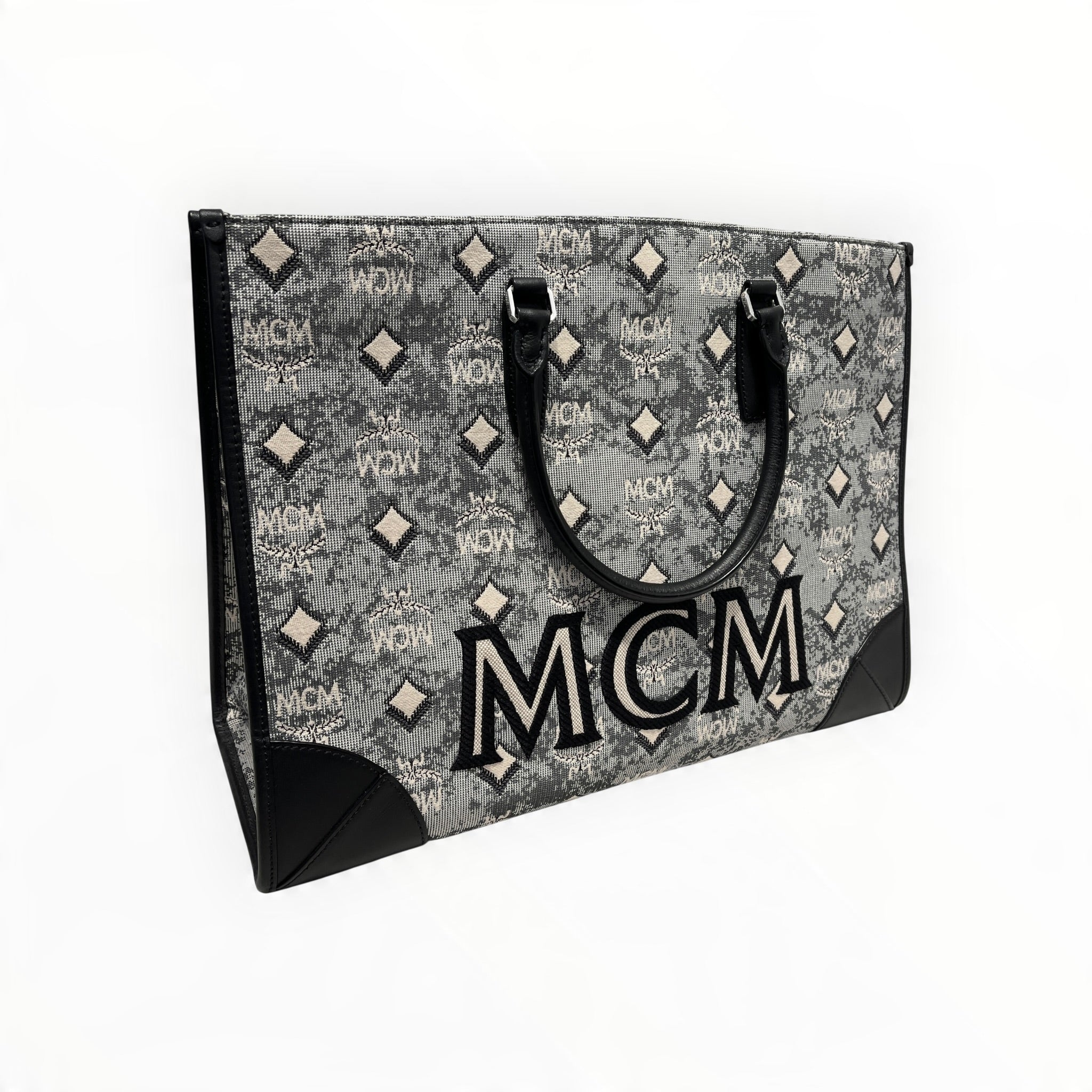 MCM/Tote Bag/Monogram/Cotton/BLU/MUNCHEN TOTE BLU/GRY view 4