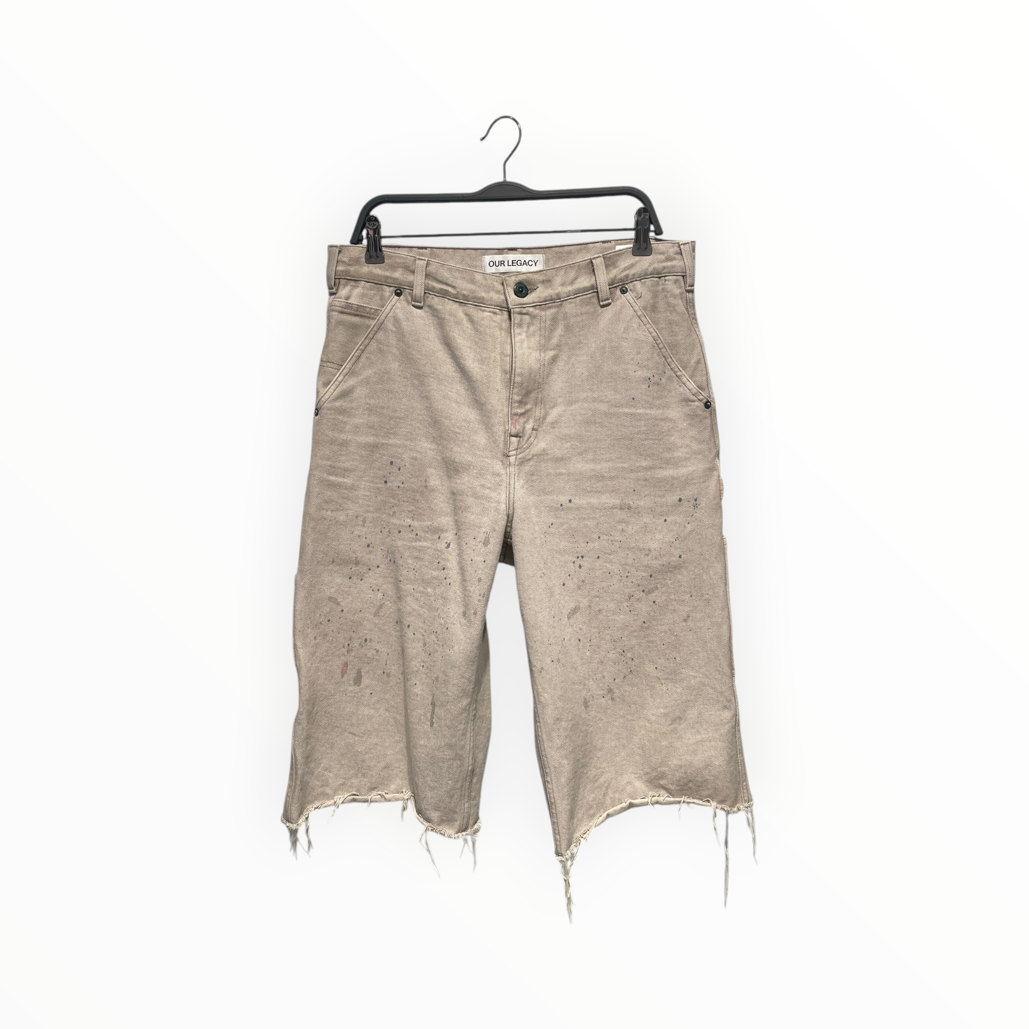 OUR LEGACY/Shorts/48/Denim/KHK/PAINT SPLATTER CUT OFF view 1