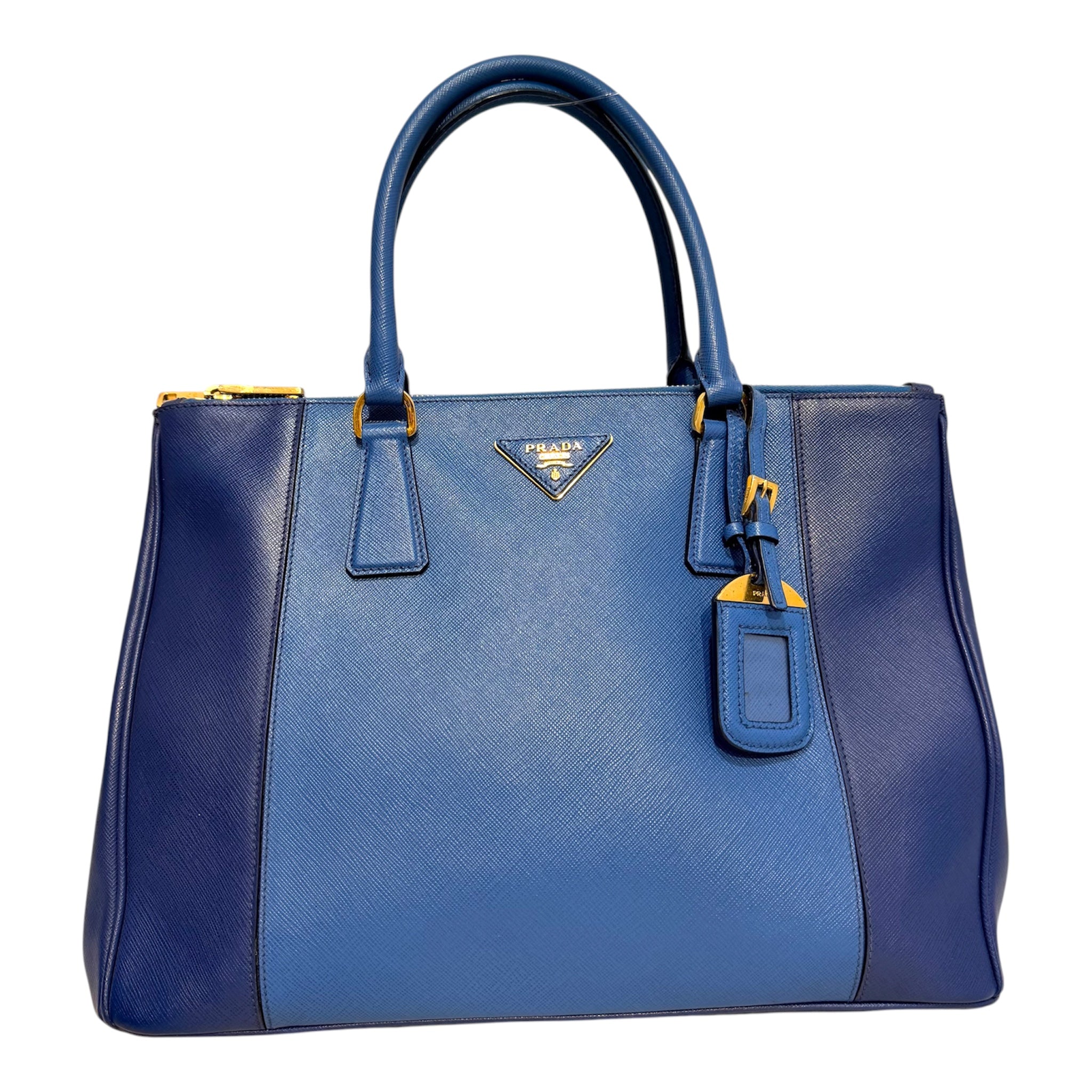 PRADA/Tote Bag/Leather/NVY/Bicolor Double Zip Lux Tote view 1