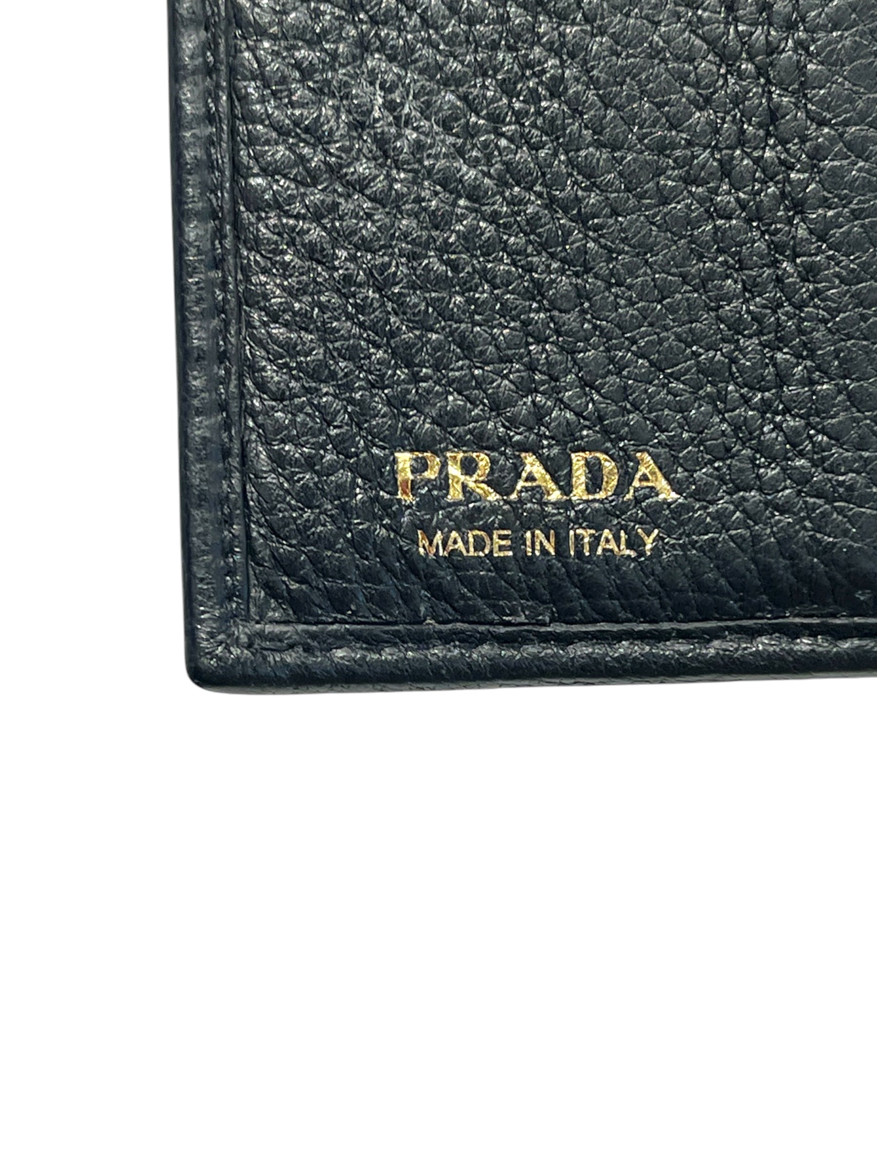 PRADA/Trifold Wallet/Leather/BLK/prada leather trifold view 3