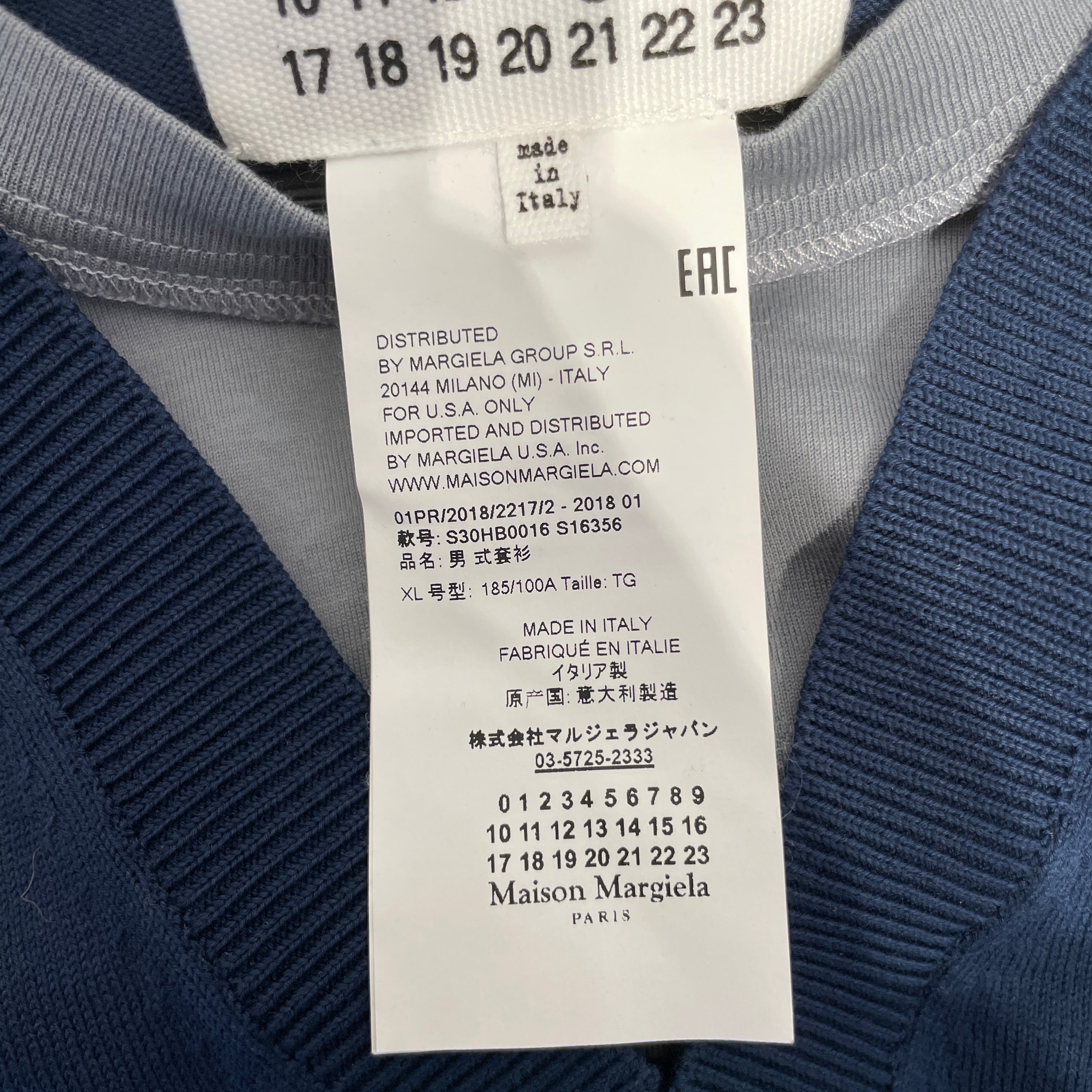 Maison Margiela/T-Shirt/XL/Cotton/NVY/DOUBLE V-NECK view 3
