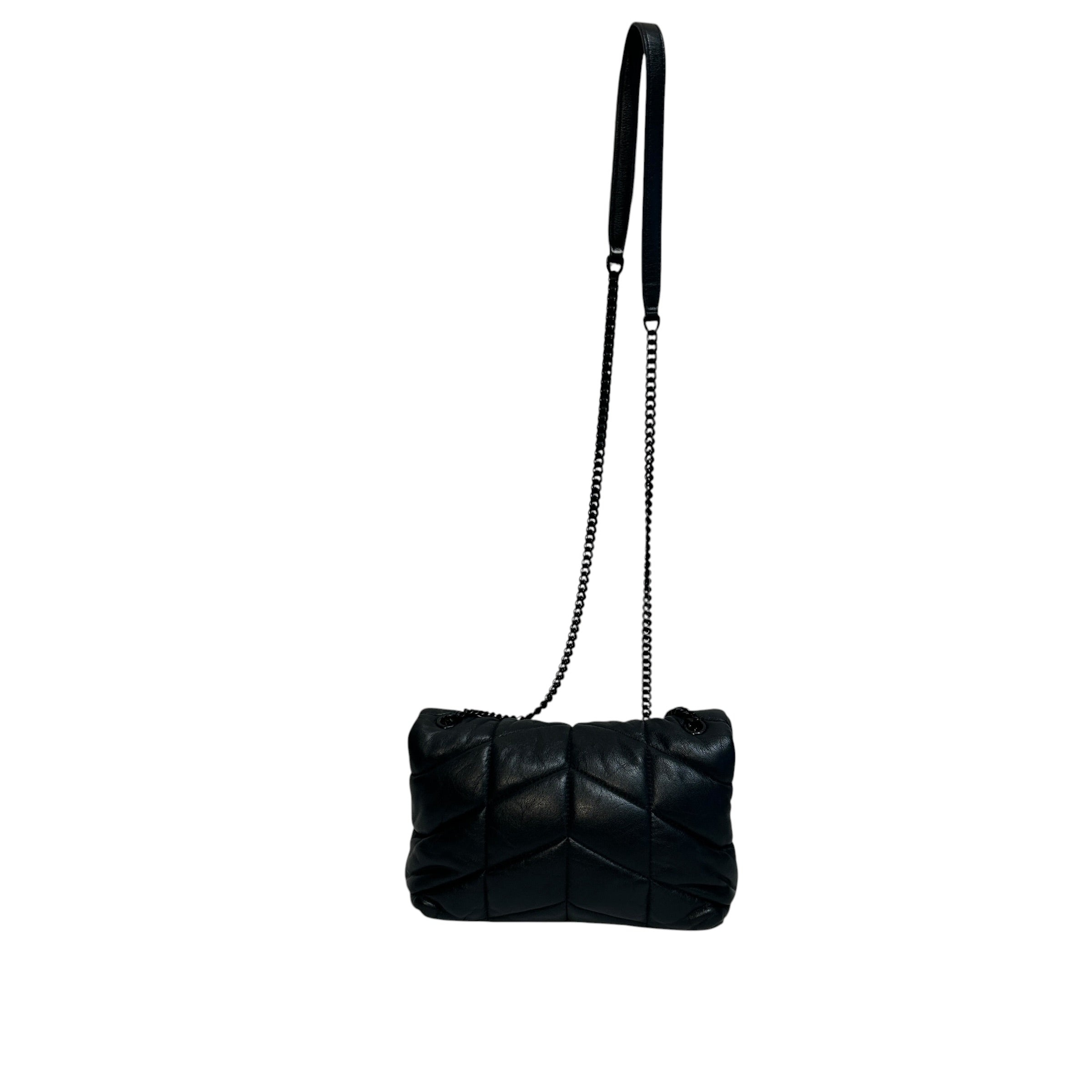 YVES SAINT LAURENT/Cross Body Bag/Leather/BLK/Toy Loulou Puffer Shoulder Bag view 2