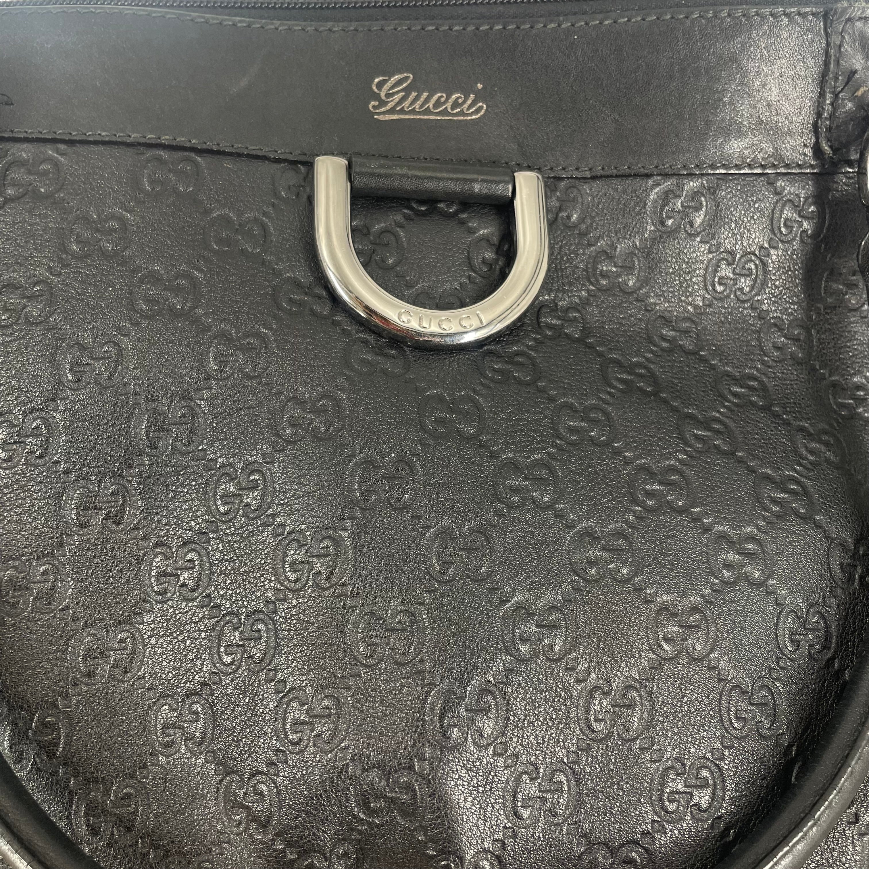 GUCCI/Tote Bag/Monogram/Leather/BLK/silver buckle view 7