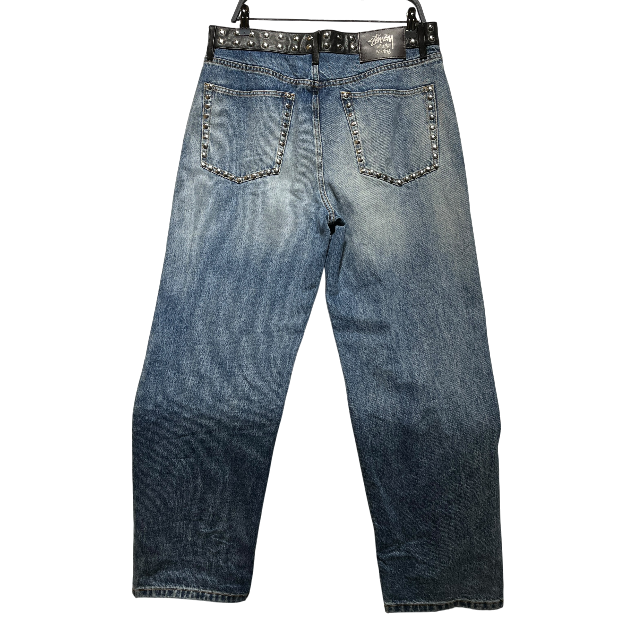 STUSSY/WALES BONNER/Straight Pants/34/Denim/BLU/Studded Belt Buckle view 2