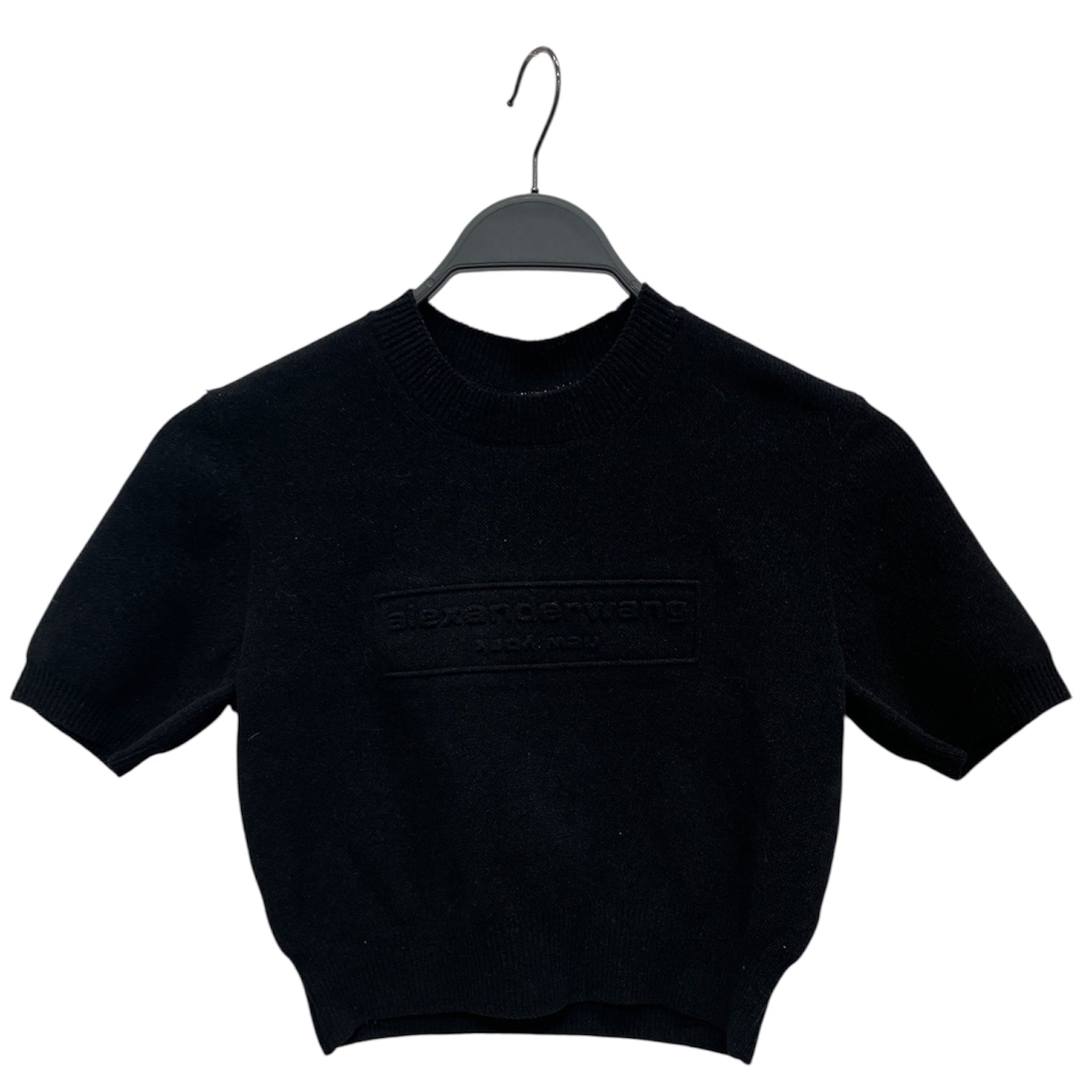 Alexander Wang/Sweater/XS/Polyester/BLK/embriodered logo/short sleeve view 1