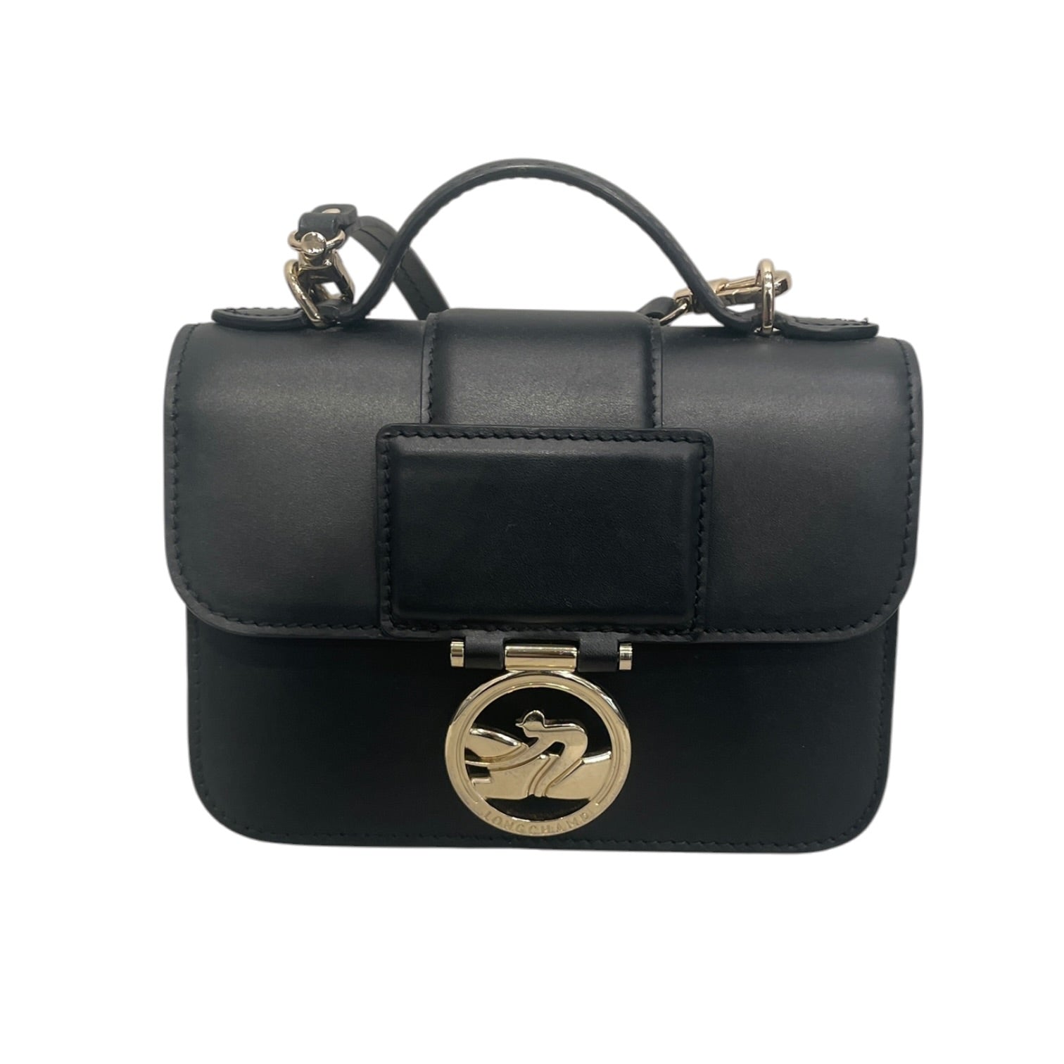 LONGCHAMP/Hand Bag/Leather/BLK/SMALLGLD HARDWARE CROSSBODY view 1