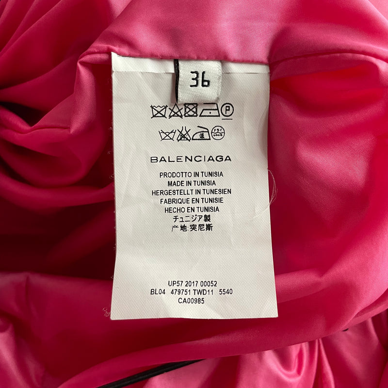 BALENCIAGA/Puffer Jkt/36/Polyester/PNK/BLACK LOGO ON FRONT