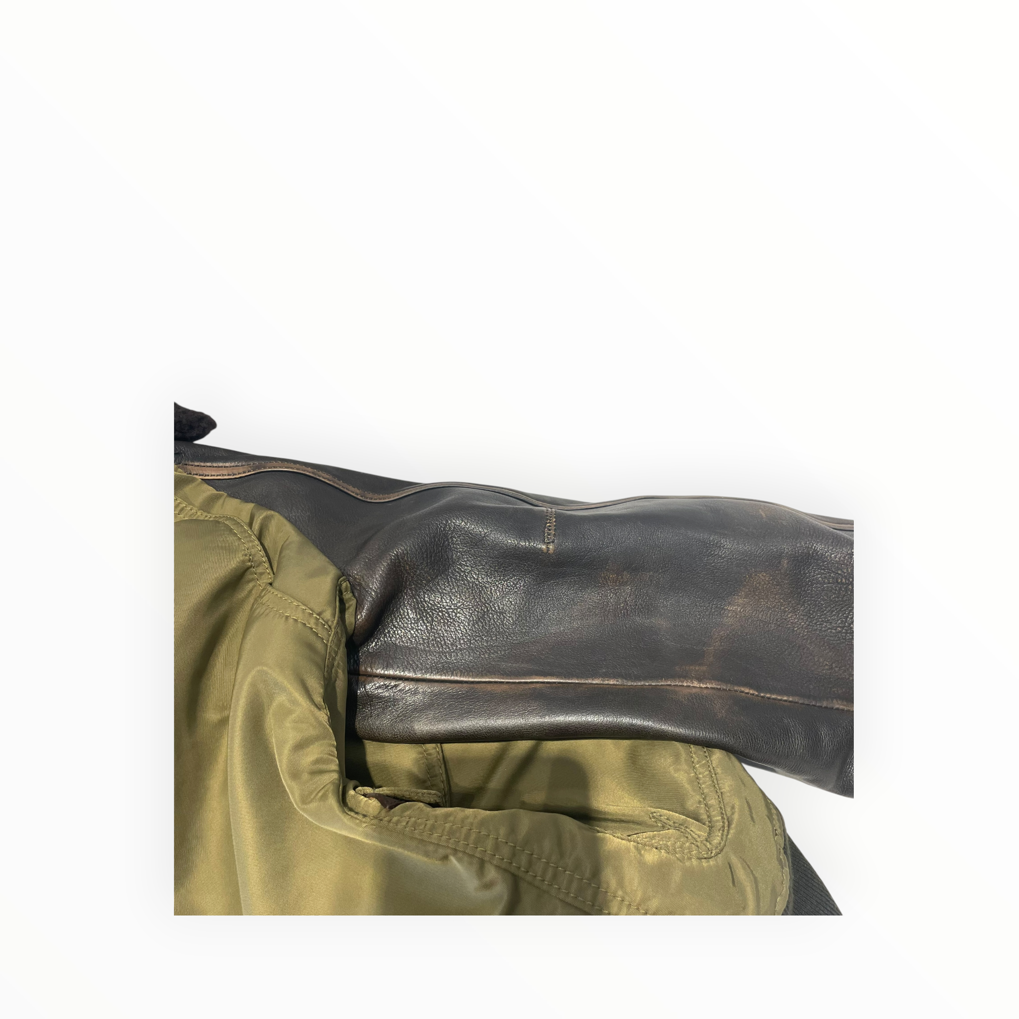 BURBERRY BRIT/Leather Jkt/M/Leather/GRN/OLIVE LEATHER BOMBER view 8