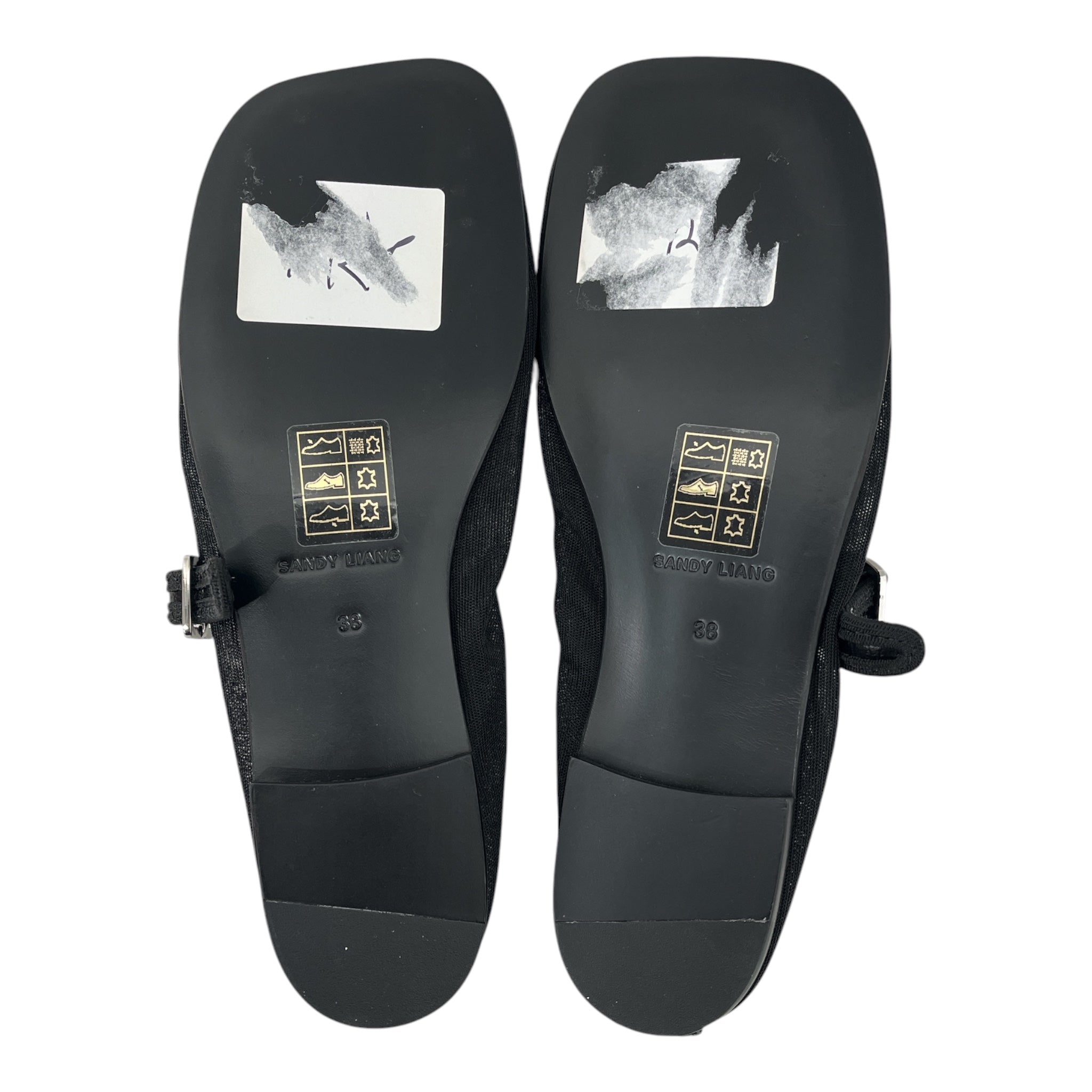 Sandy Liang/Flat Shoes/EU 38/BLK/mesh material top strap buckle view 6