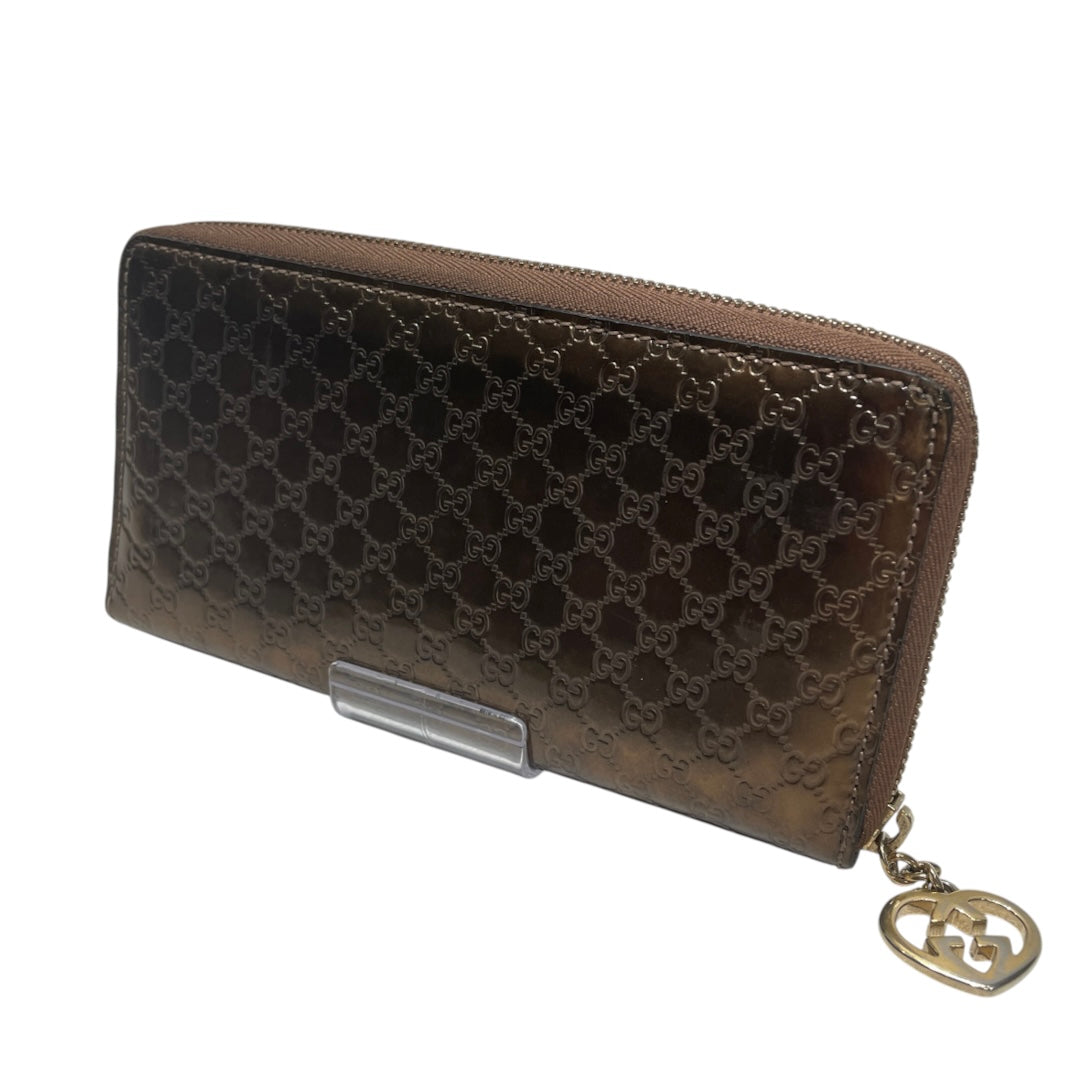 GUCCI/Long Wallet/Monogram/Leather/GLD/L's/bronze heart pendent view 3