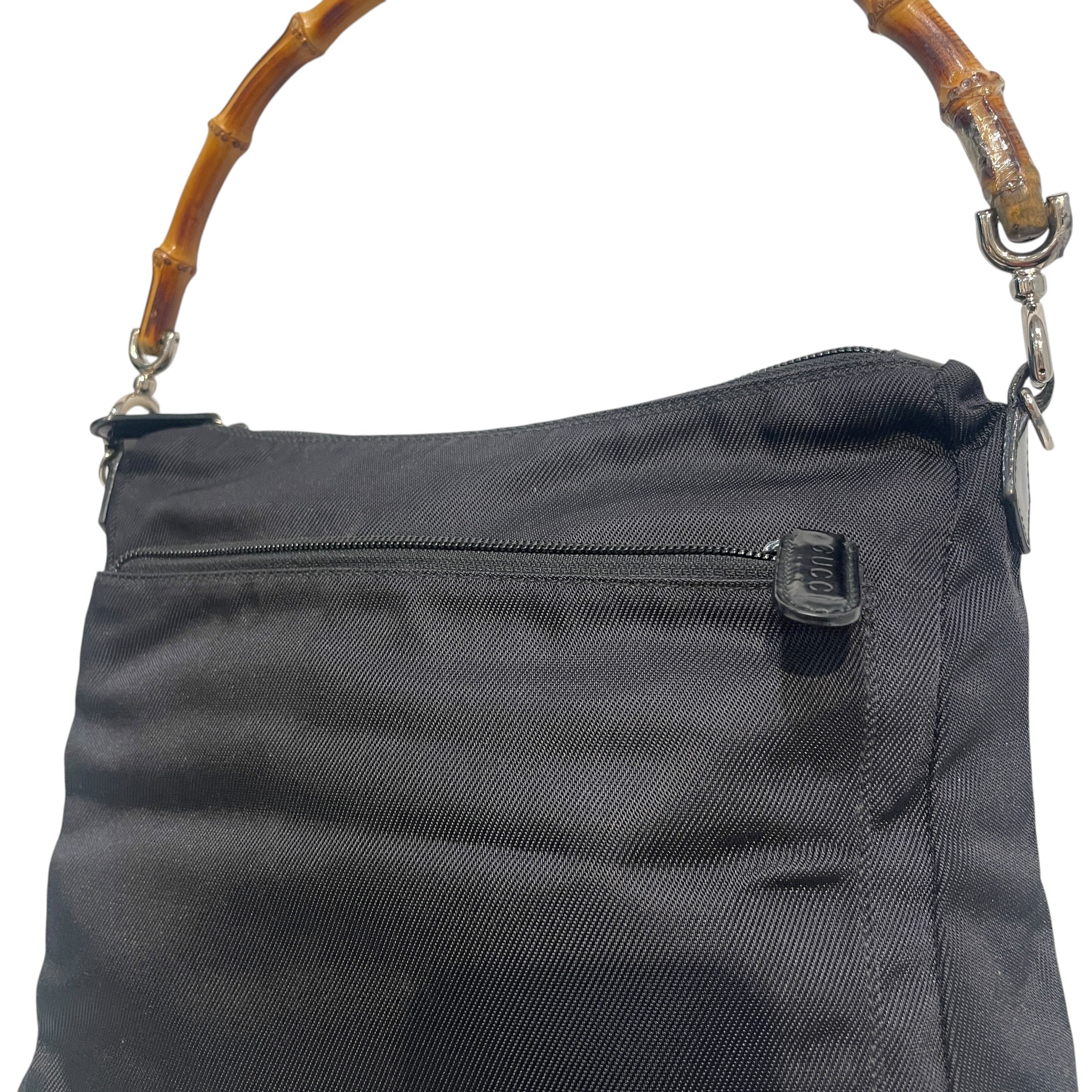 GUCCI/Hand Bag/Nylon/BLK/Nylon Bamboo Hobo view 3