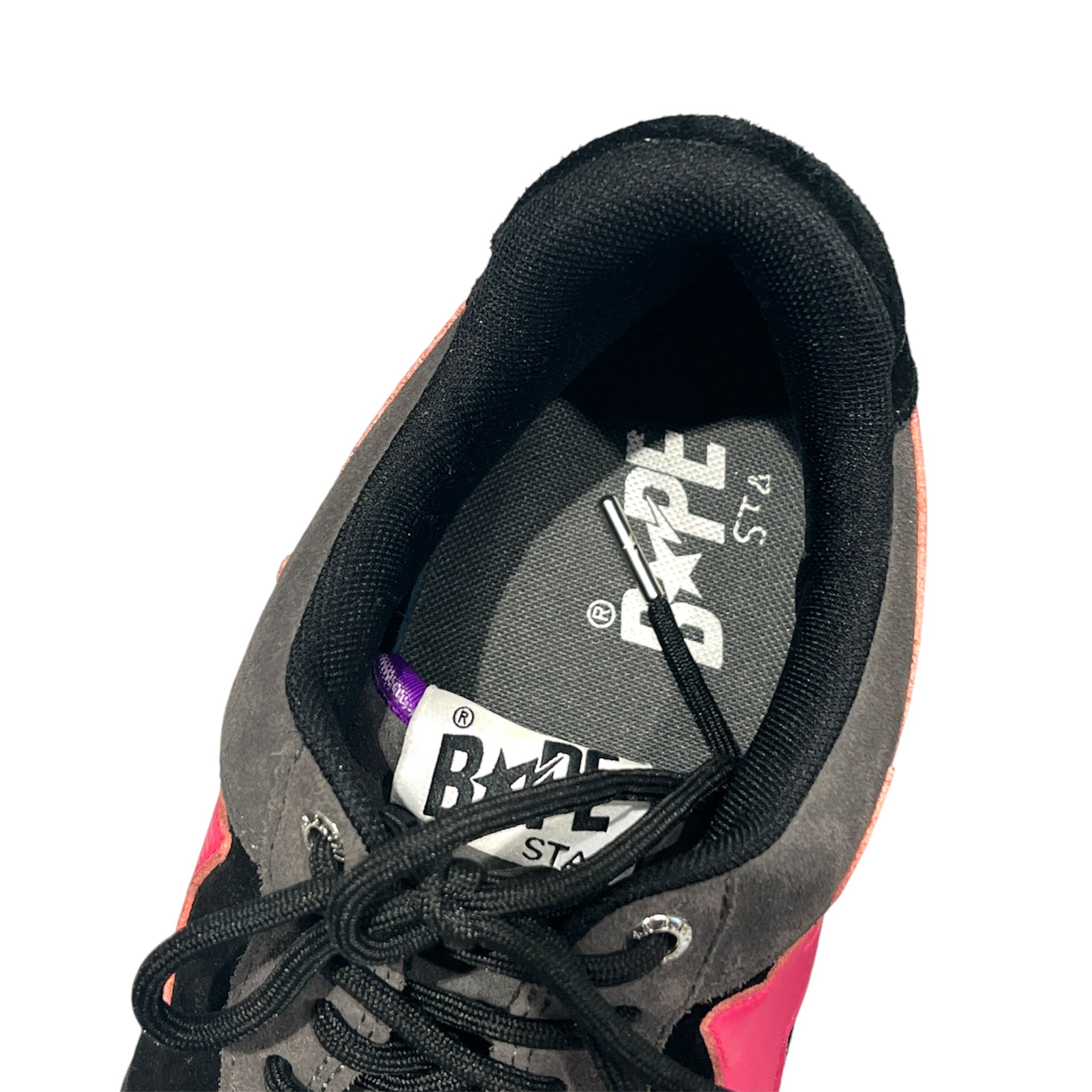 BAPE STA!/Low-Sneakers/US 12/Suede/BLK/Grey/Black/Purple view 3