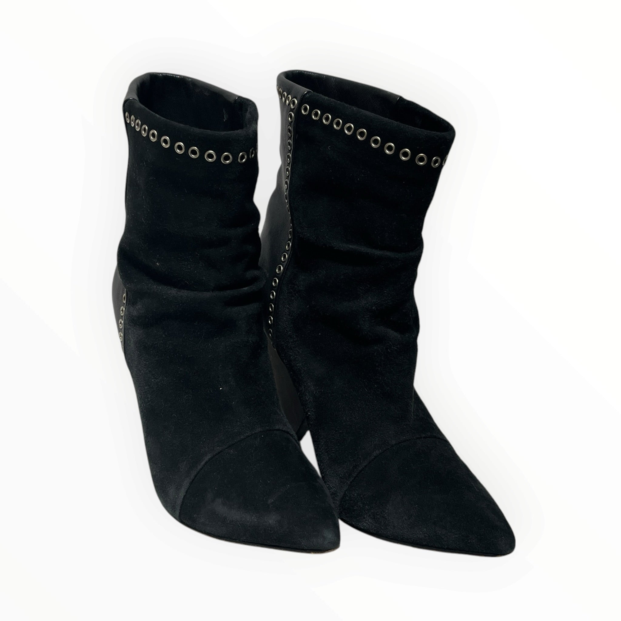 ISABEL MARANT/Heels/EU 38/Suede/BLK/triangle heel view 1