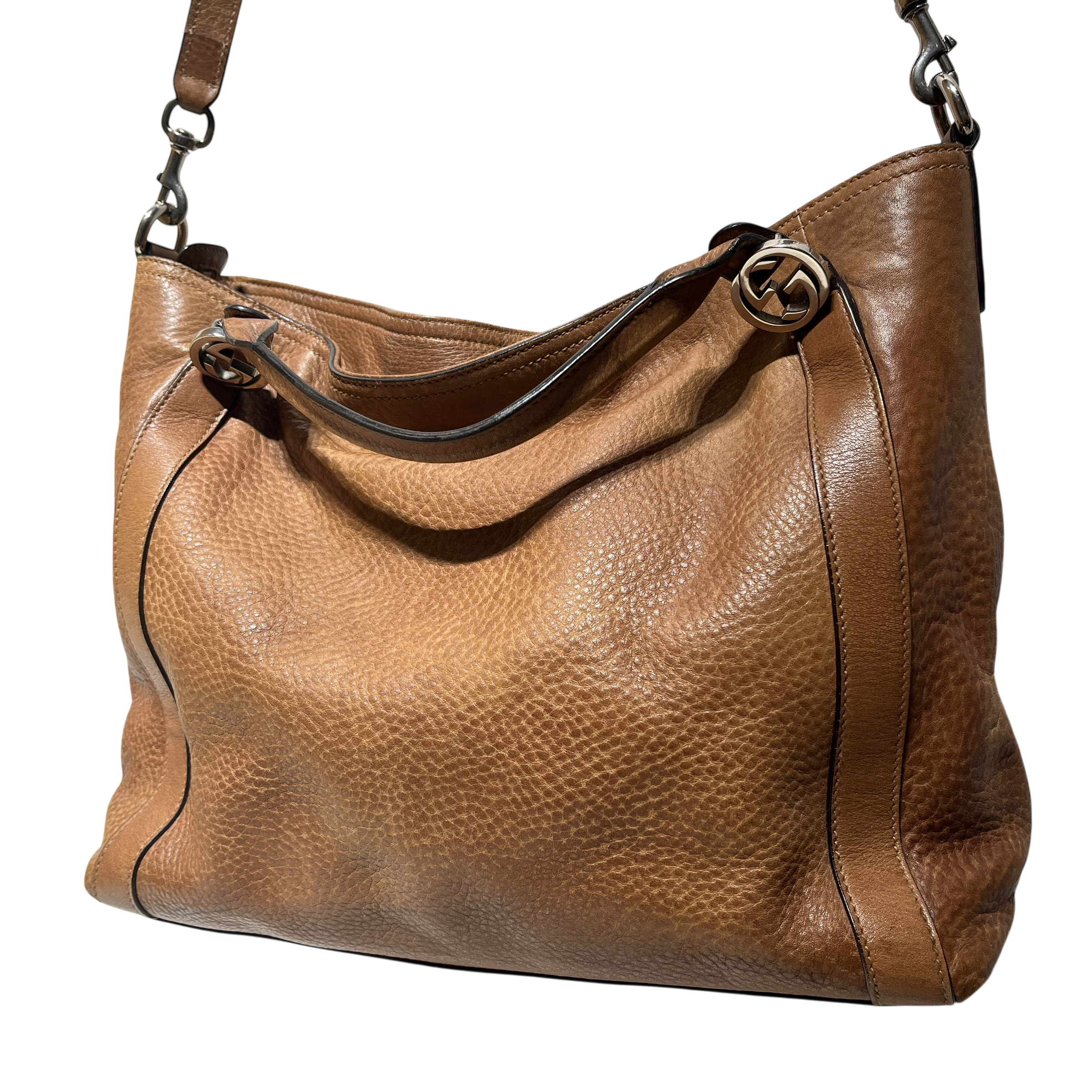 GUCCI/Cross Body Bag/Leather/BRW/tote w silver hardware view 4