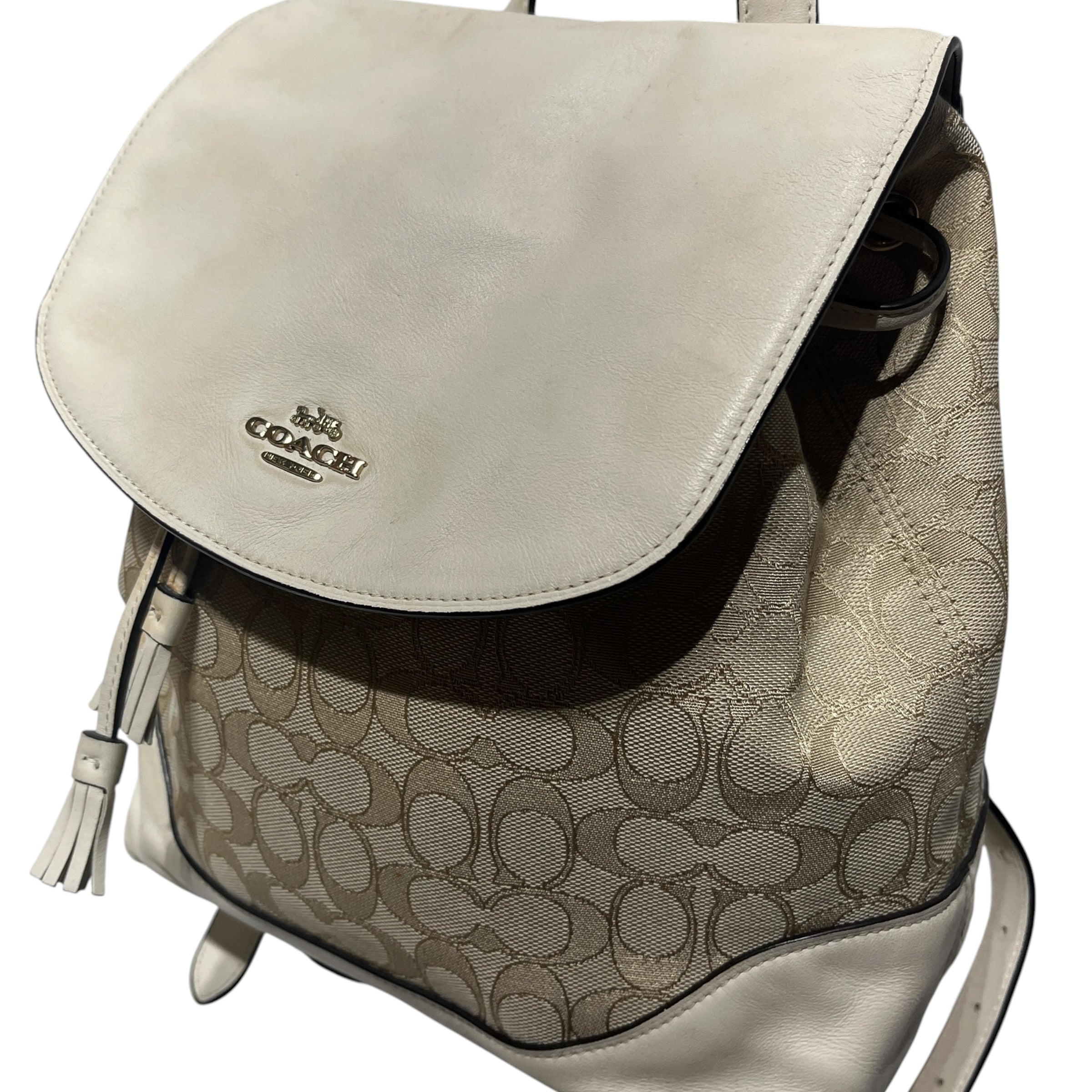COACH/Backpack/Monogram/Leather/WHT/gold chain backpack view 6