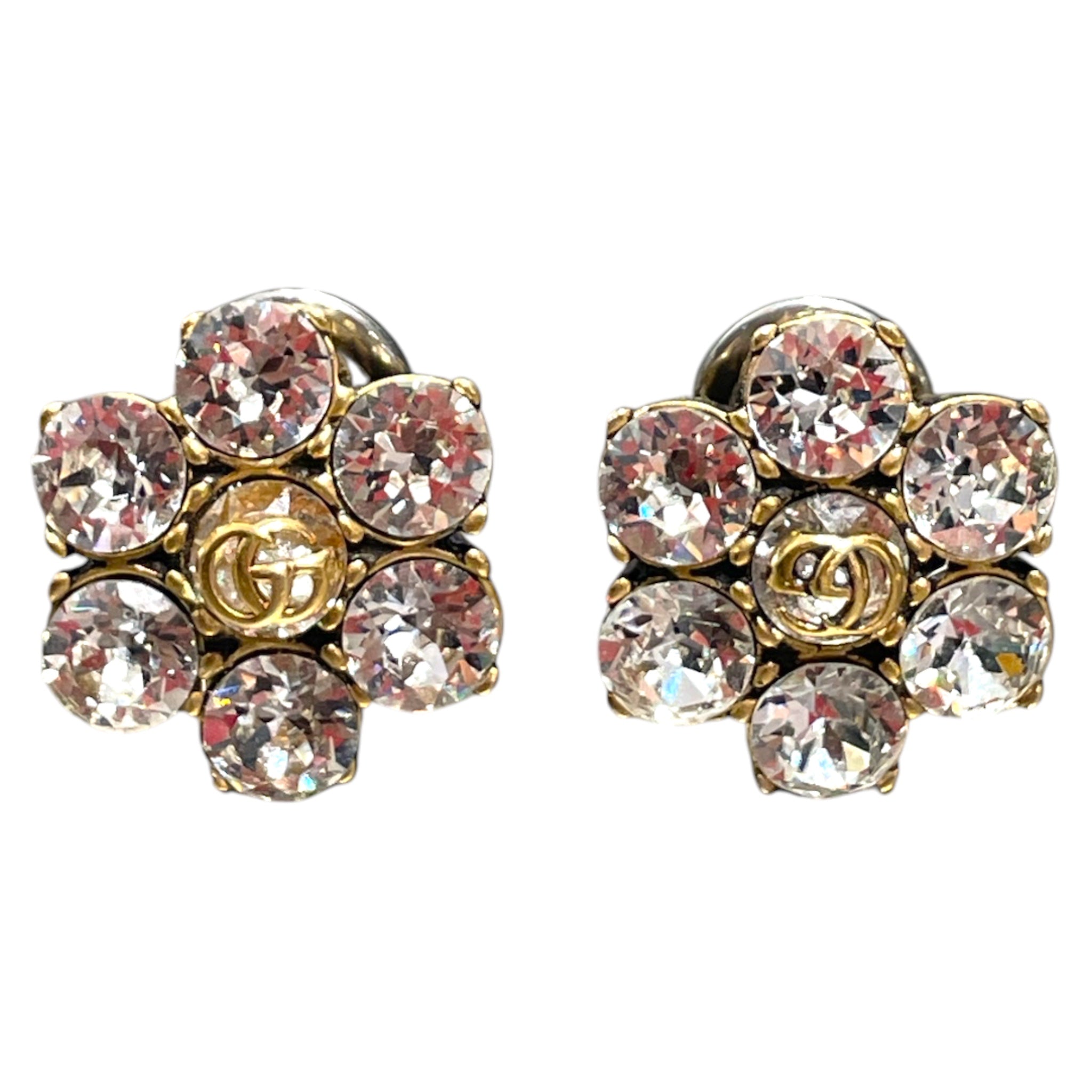GUCCI/Earrings/GLD/L's/crystal logo clip view 1