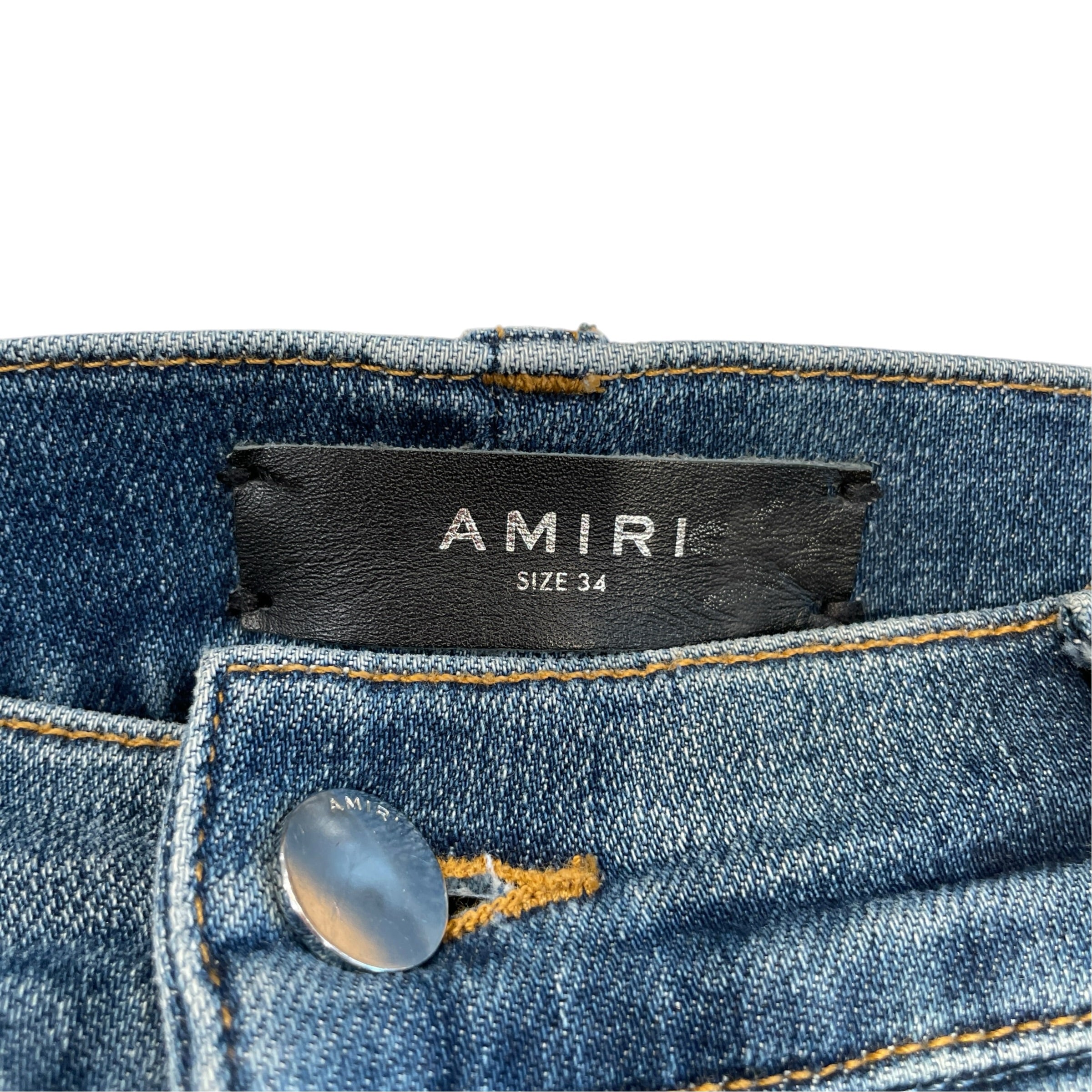 AMIRI/Skinny Pants/34/Cotton/BLU/MX1 Leather Insert Jeans view 3